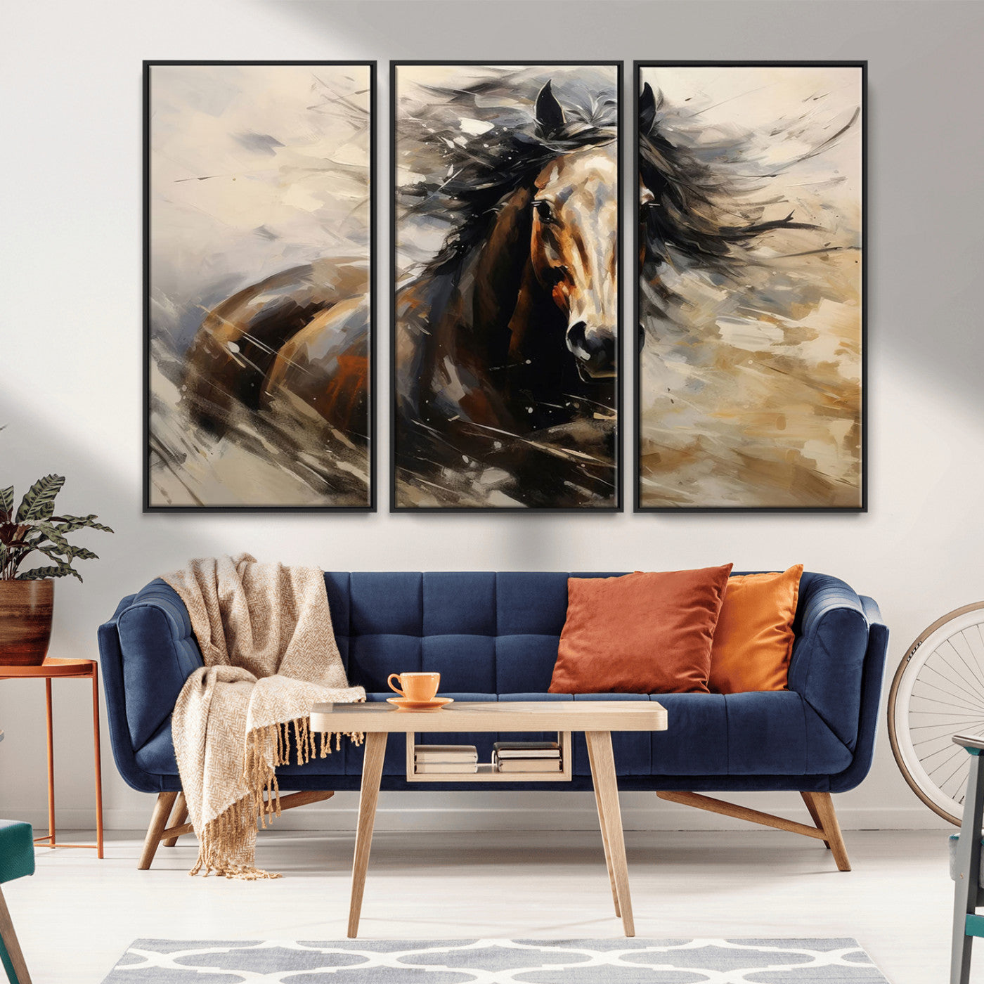 53001-MGV-CV-36X24-Wild Horse Wall Art – Majestic Stallion Canvas Print with Flowing Mane, Rustic Western Style Painting for Living Room, Office or