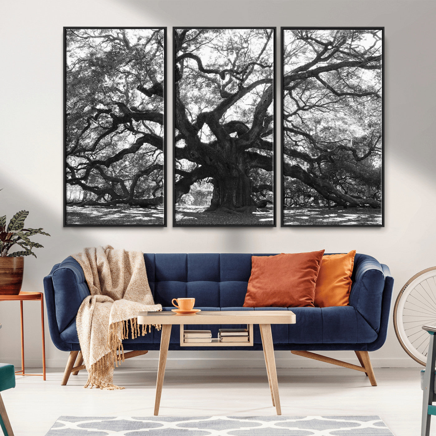 81655611-MGV-CV-36X24-Ancient Oak Wall Art Canvas Print, Framed Twisted Branches Art Picture Print, Gnarled Tree Perfect Moody Nature Decor Artwork