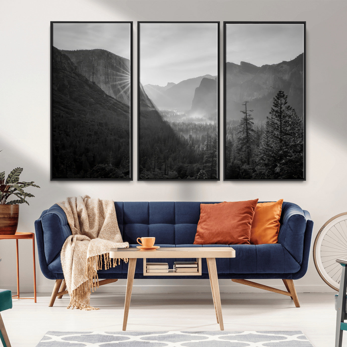 39278955-MGV-FC-48X32-3P_Black-Yosemite Valley Wall Art Canvas Print, Framed El Capitan Art Picture Print, Misty Mountain Perfect Modern Rustic Decor Artwork