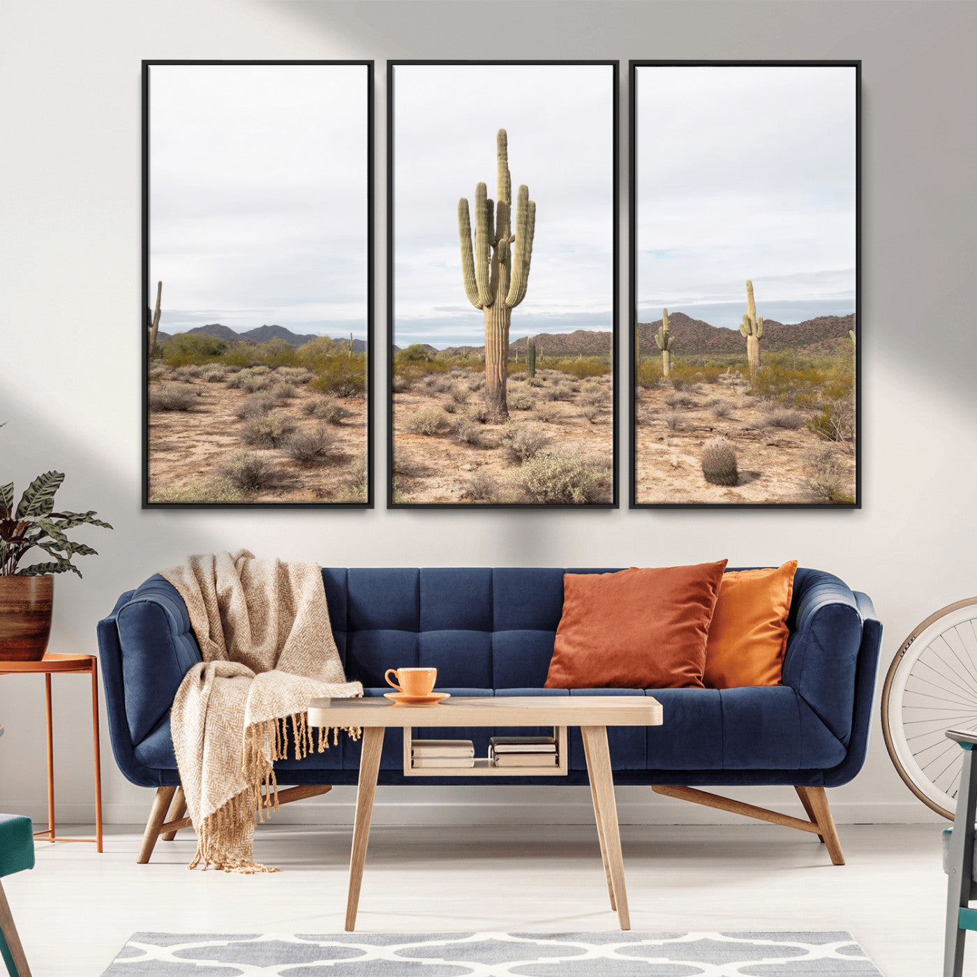 96147924-MGV-CV-36X24-Saguaro Cactus Wall Art Canvas Print, Framed Desert Cactus Art Picture Print, Earthy Desert Perfect Southwestern Boho Decor