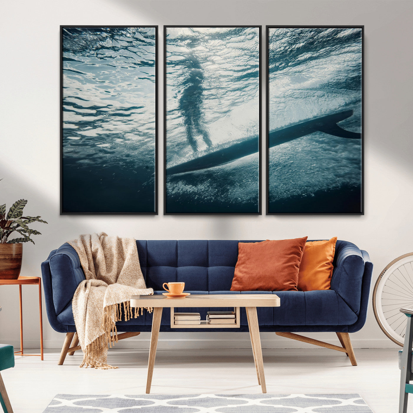 71192524-MGV-CV-36X24-Submerged Surf Wall Art Canvas Print, Framed Underwater Perspective Art Picture Print, Ocean Surf Perfect Coastal Adventure Decor