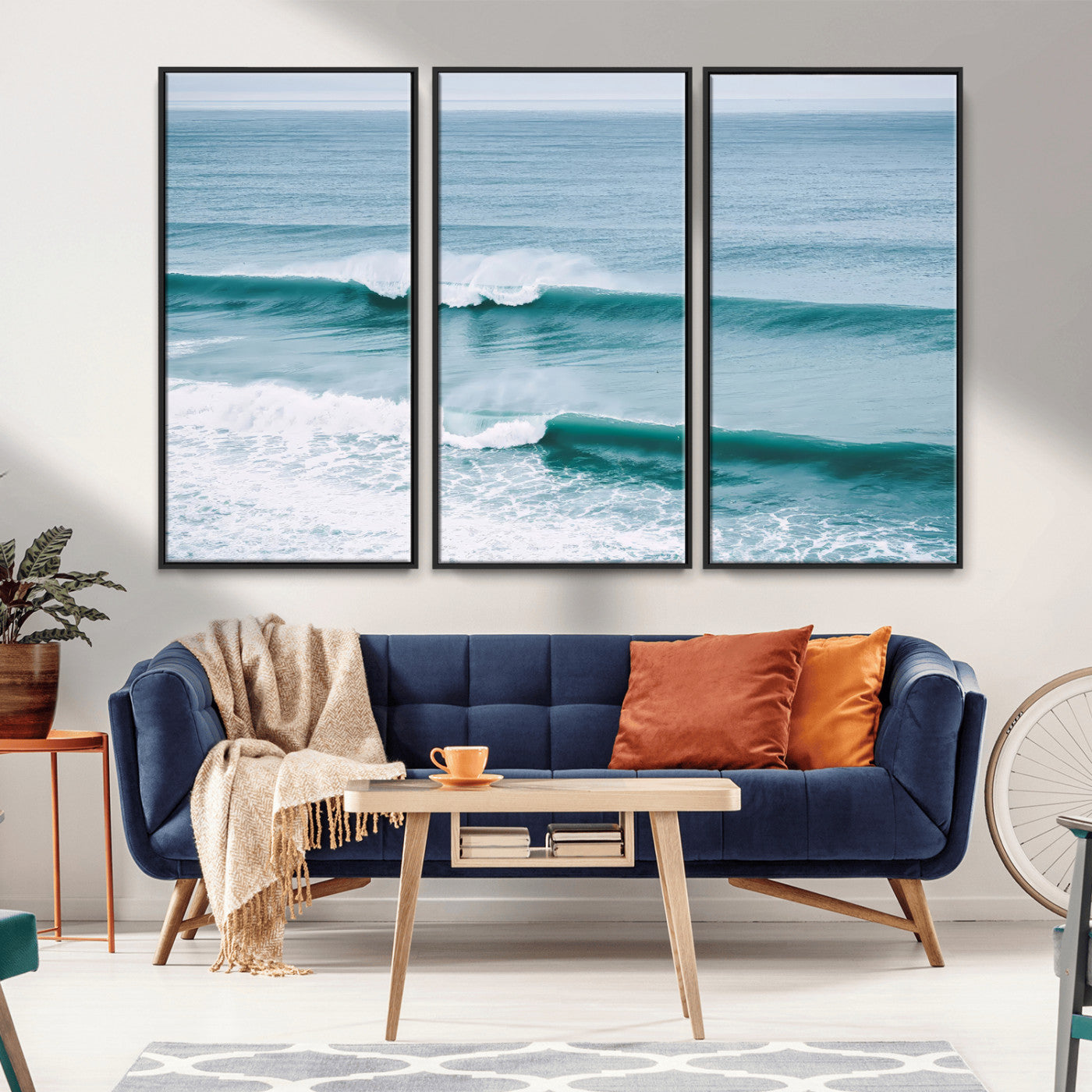 73692470-MGV-CV-36X24-Ocean Swell Wall Art Canvas Print, Framed Surf Waves Art Picture Print, Blue Water Perfect Coastal Dynamic Decor Artwork