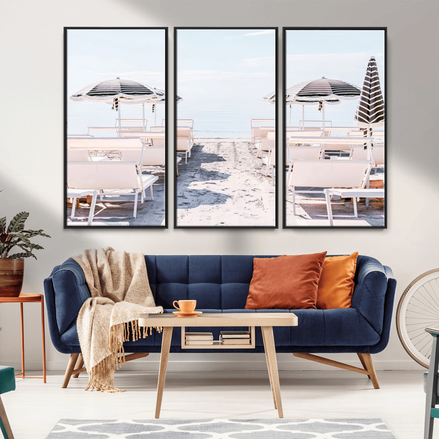 67623952-MGV-CV-36X24-Minimalist Beach Wall Art Canvas Print, Framed Pastel Sand Art Picture Print, Beach Aesthetic Perfect Coastal Minimalist Decor