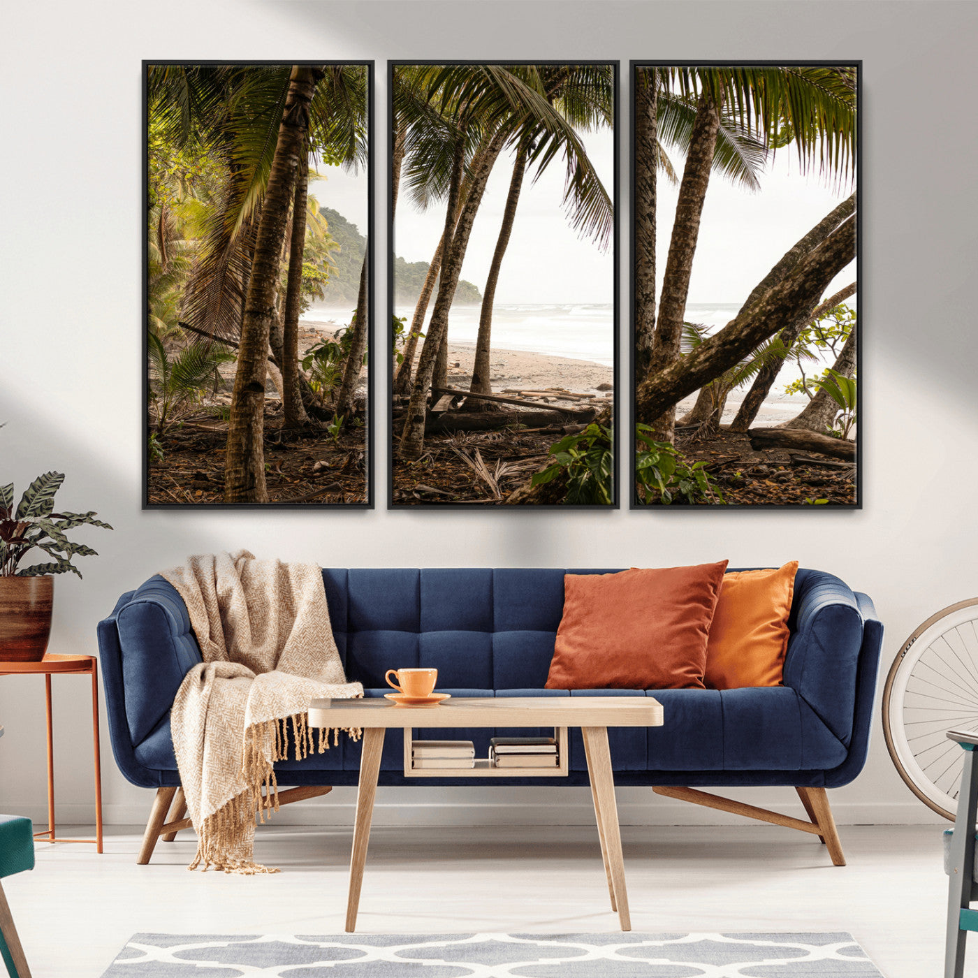 92093951-MGV-CV-36X24-Tropical Jungle Wall Art Canvas Print, Framed Palm Tree Forest Art Picture Print, Coastal Escape Perfect Jungle Retreat Decor