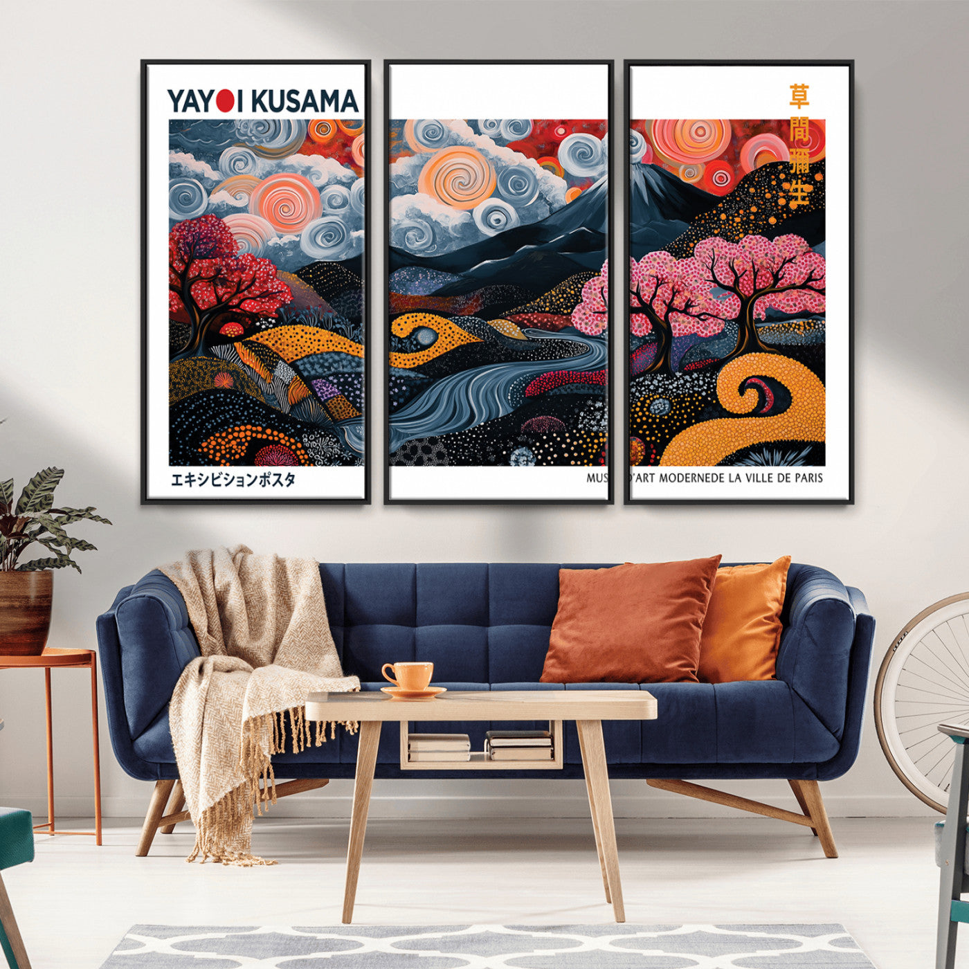 43879290-MGV-CV-36X24-Japanese Abstract Wall Art – Mount Fuji Cherry Blossom Canvas Print, Modern Asian Inspired Landscape Decor for Living Room,