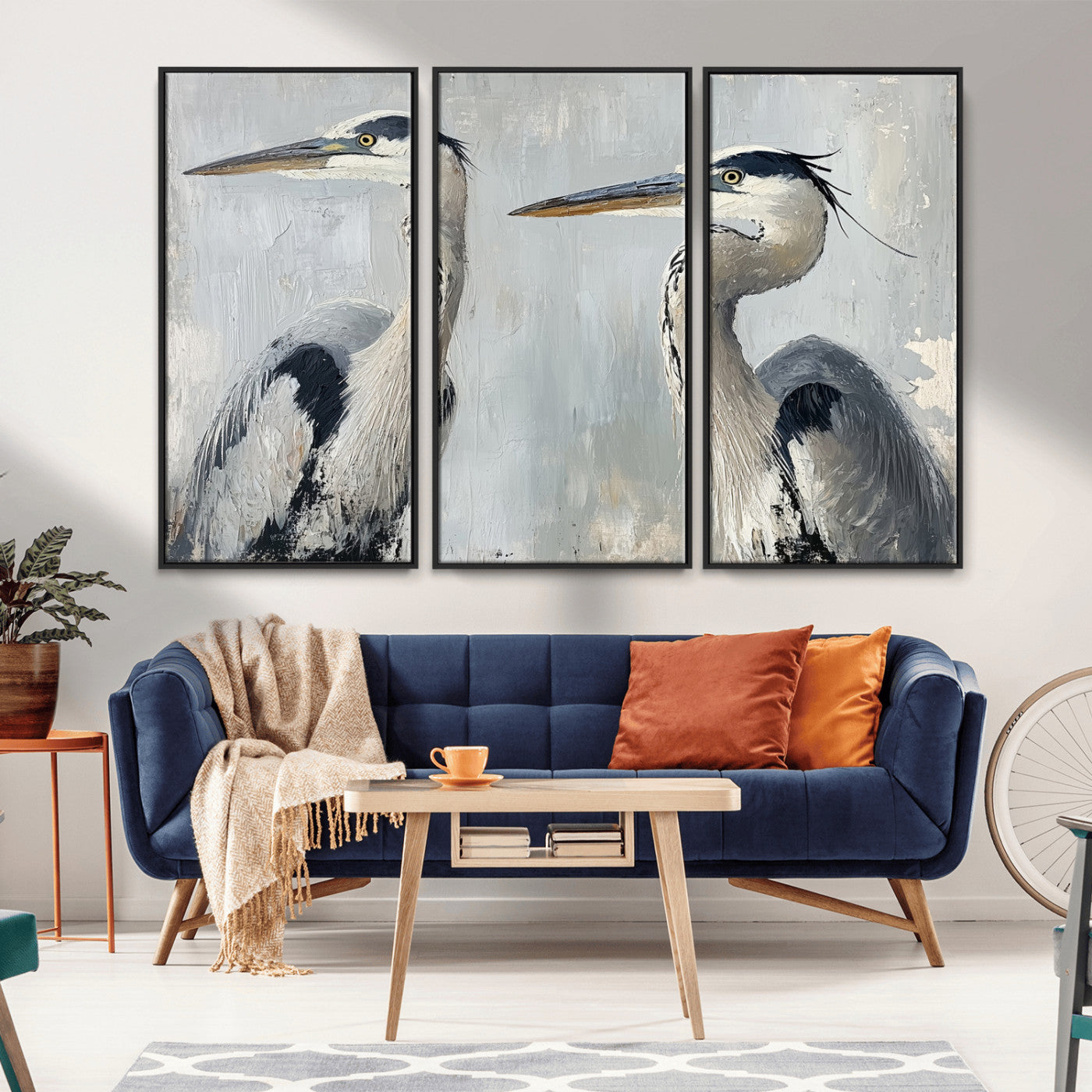 19427826-MGV-CV-36X24-Bird Canvas Decor Wall Art Canvas Print, Framed Coastal Bird Pair Art Picture Print, Minimalist Wildlife Wall Perfect Coastal