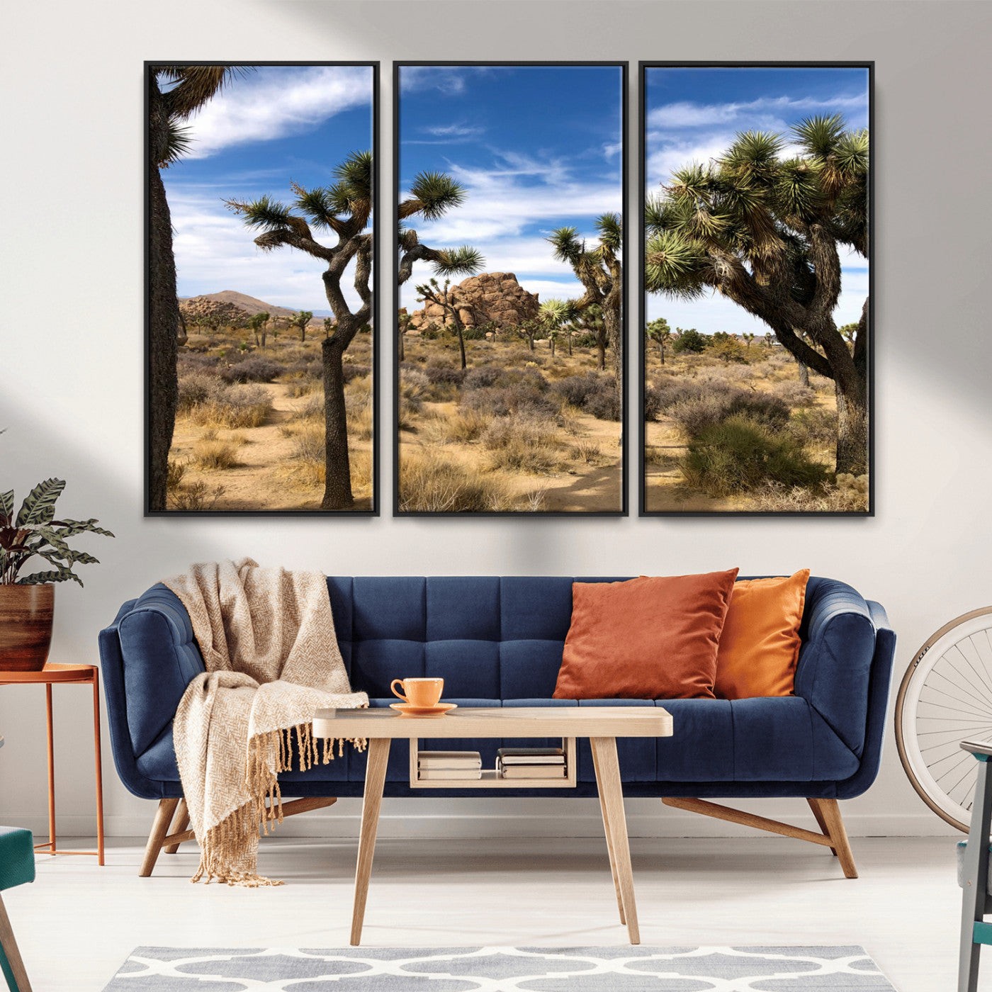 25722592-MGV-CV-36X24-Joshua Tree Desert Wall Art Canvas Print, Framed Southwestern Nature Art Picture Print, Rustic Earth Tones Perfect Southwestern