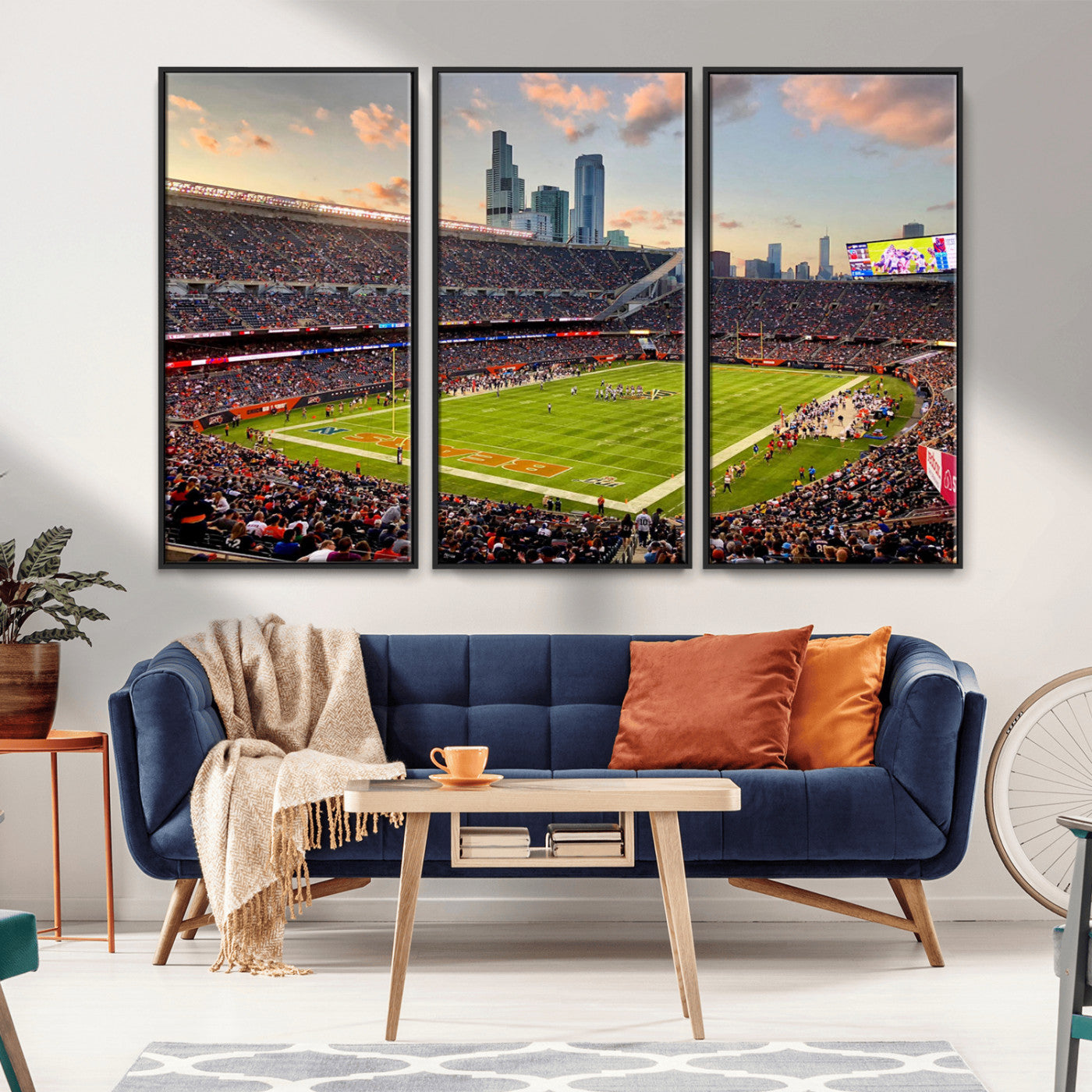 55377093-MGV-CV-36X24-Soldier Field Wall Art – Panoramic Chicago Bears Football Stadium Canvas Print, Game Day Sports Decor for Man Cave, Bar, Office,
