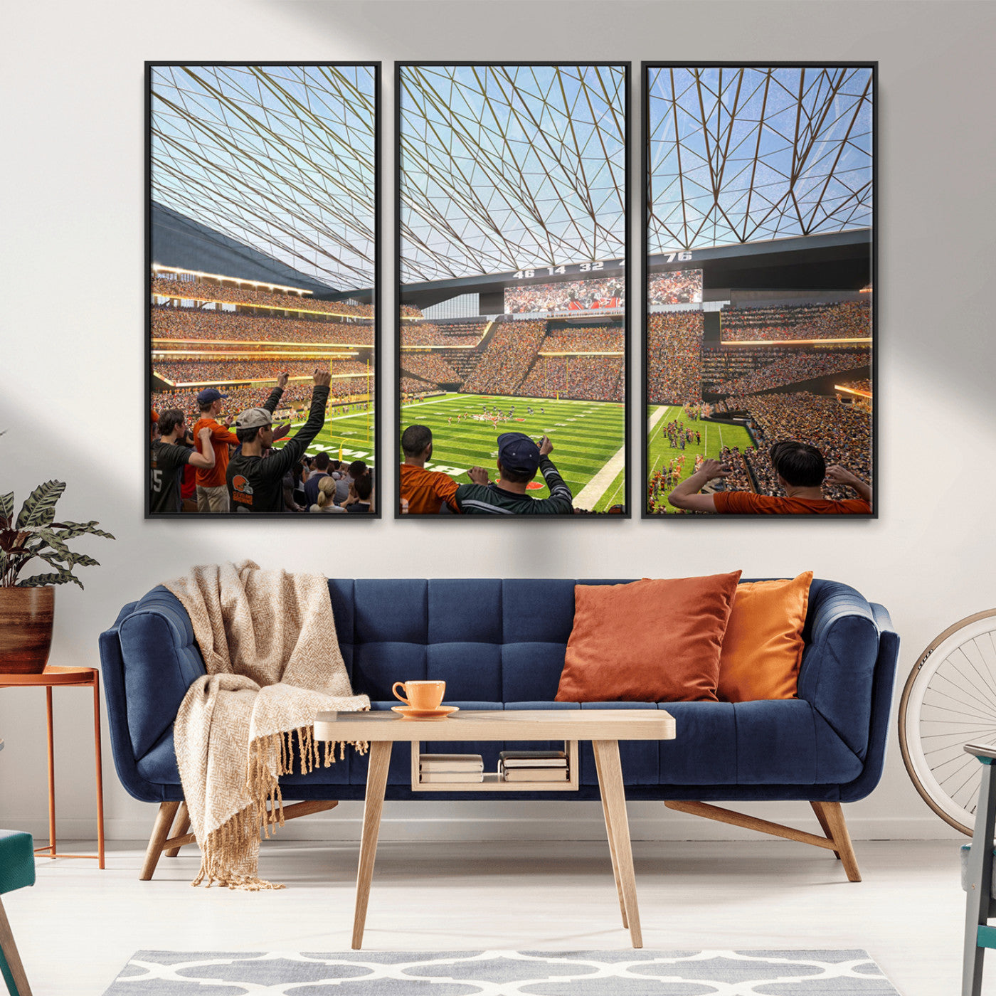 81960112-MGV-CV-36X24-Futuristic Football Stadium Wall Art – Modern Dome Arena Canvas Print, Chicago Bears Concept Design Sports Decor for Man Cave or
