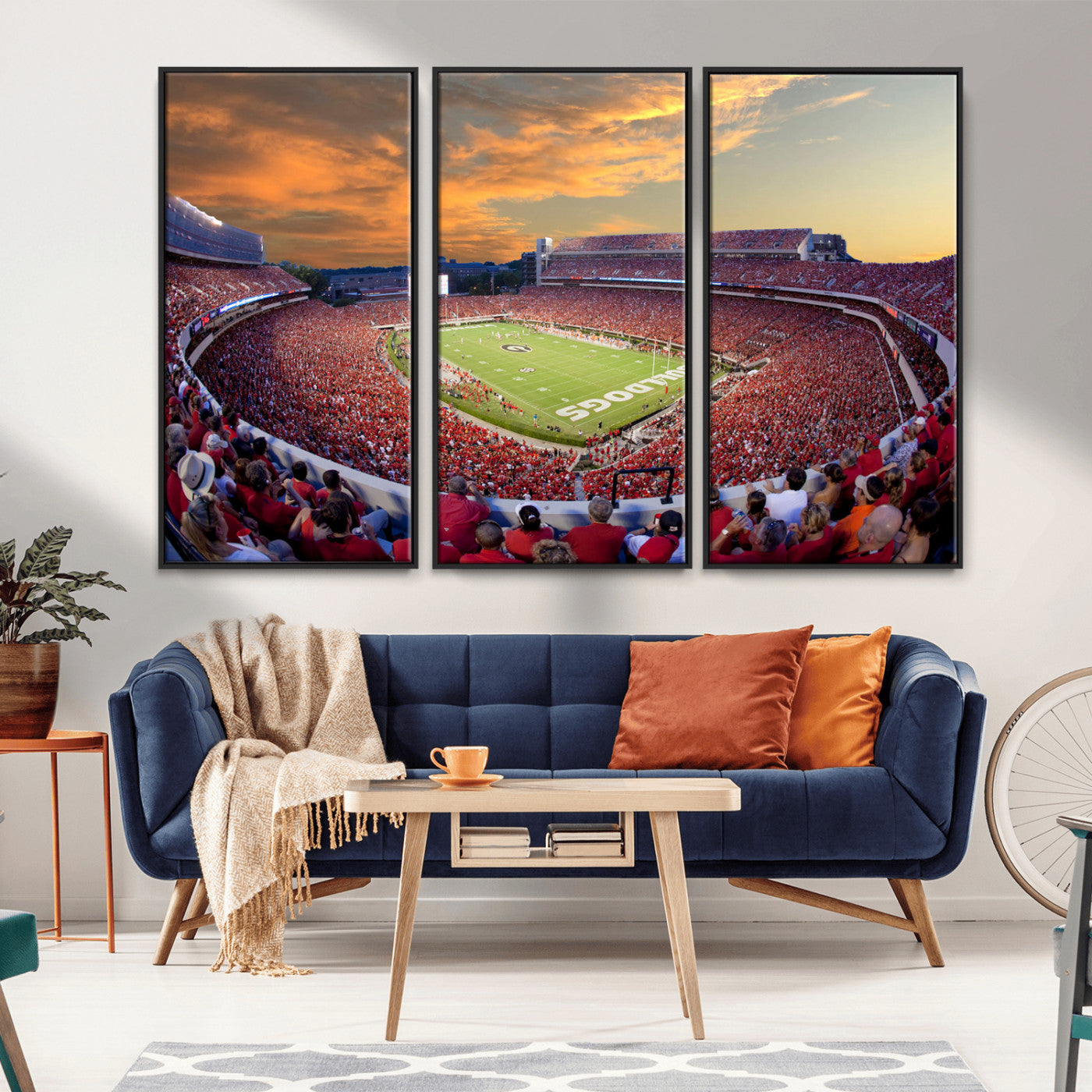 73680988-MGV-FC-48X32-3P_Black-Georgia Bulldogs Stadium Wall Art – Panoramic Football Field Canvas Print, Game Day Decor for Home, Office, Fan Cave, Sports