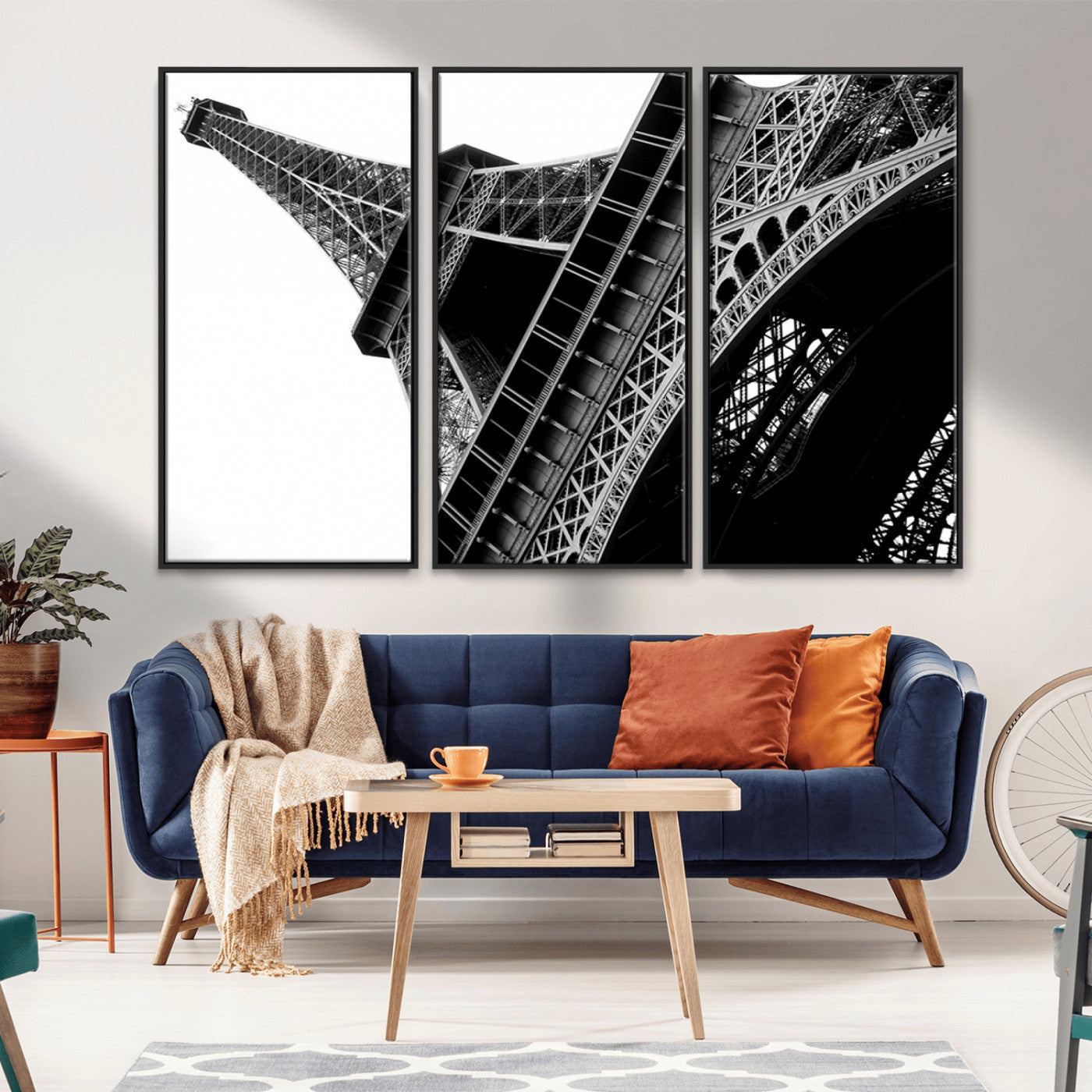 89033-MGV-CV-36X24-Eiffel Tower Wall Art – Dramatic Black and White Architectural Canvas Print, Modern Paris Decor for Office, Living Room or
