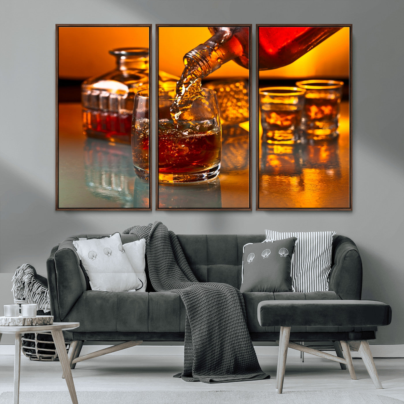 18250-MGV-CV-36X24-Whiskey Pour Wall Art – Captivating Whiskey Splash Canvas Print, Elegant Bar or Home Lounge Decor for Office, Man Cave or Living