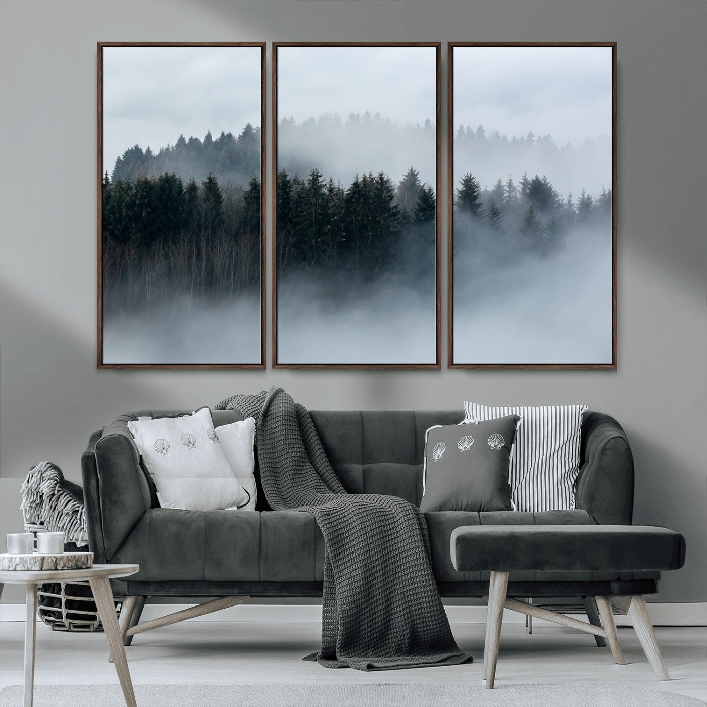 42596-MGV-CV-36X24-Misty Forest Wall Art – Atmospheric Pine Trees Canvas Print, Nature Landscape Decor for Living Room, Bedroom, Office, or Cabin