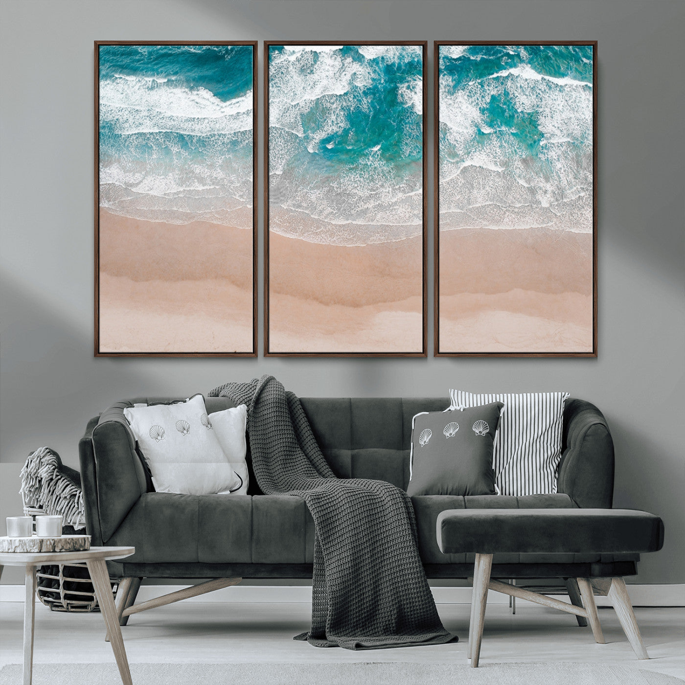39236-MGV-CV-36X24-Ocean Beach Wall Art – Aerial View of Waves and Sand Canvas Print, Coastal Home Decor for Living Room, Bedroom, Office or Beach