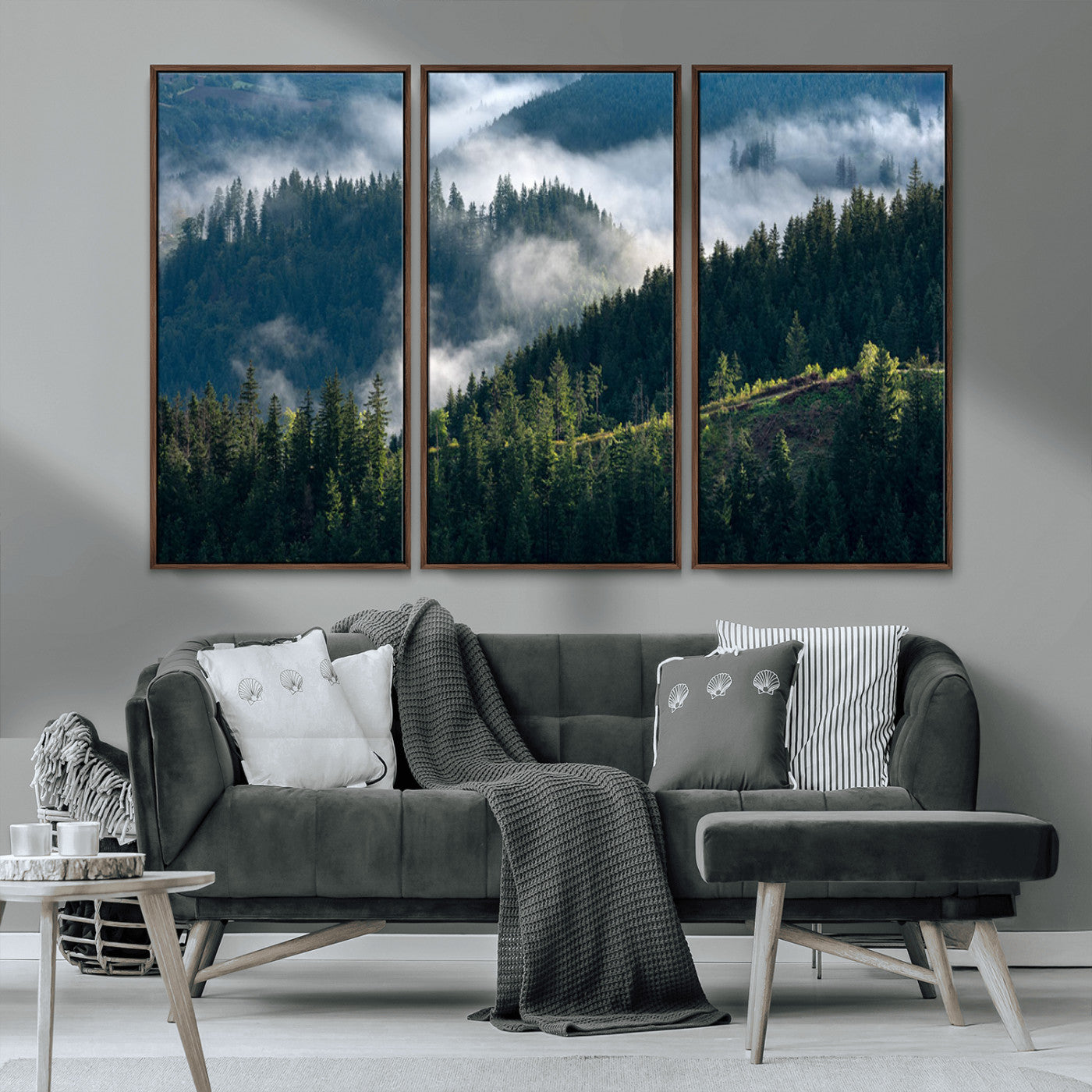 55972-MGV-CV-36X24-Whispering Pines Wall Art – Panoramic Misty Forest Canvas Print, Serene Nature Decor for Home, Office or Cabin Retreat