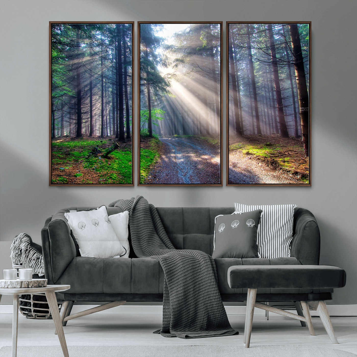 42047-MGV-CV-36X24-Sunlit Forest Path Wall Art – Nature Canvas Print, Serene Woodland Landscape, Perfect Home & Office Decor for Calm and Tranquil