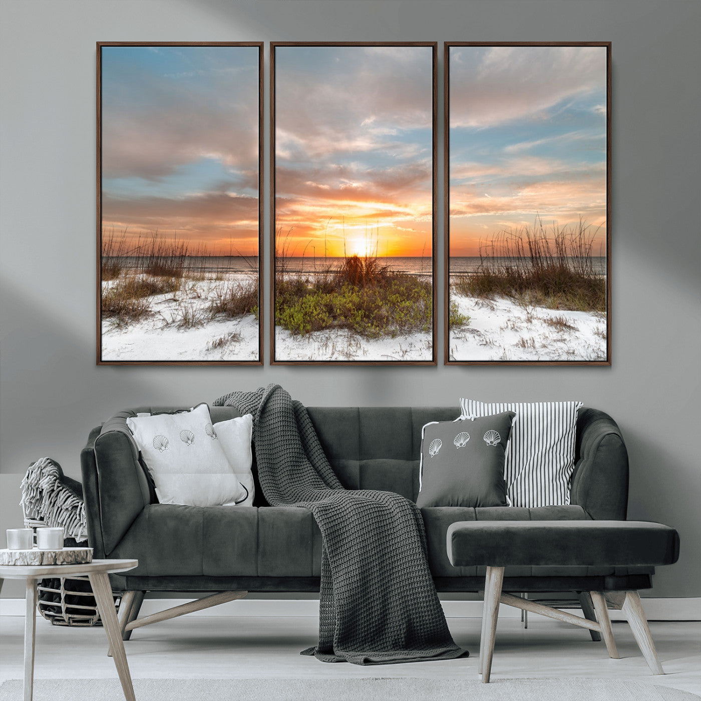 91064-MGV-CV-36X24-Beach Sunset Wall Art – Coastal Sand Dunes and Ocean Horizon Canvas Print, Seaside Landscape Wall Decor for Living Room, Bedroom