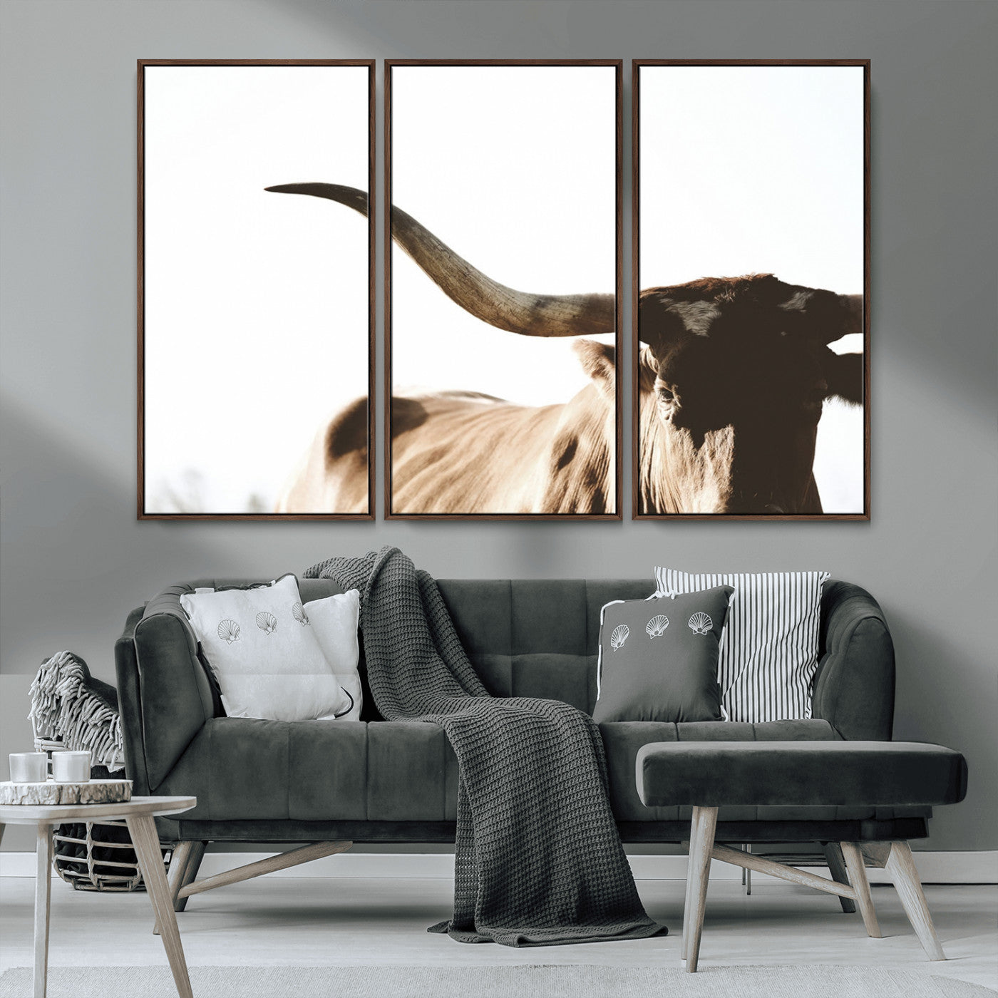 35866-MGV-CV-36X24-Texas Longhorn Wall Art – Rustic Western Bull Canvas Print, Farmhouse Animal Photography Decor for Living Room, Office, or Ranch