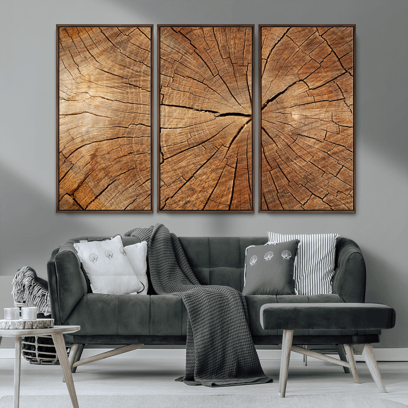 61710-MGV-CV-36X24-Tree Rings Wall Art – Rustic Wood Grain Canvas Print of Tree Trunk Cross Section, Nature Inspired Decor for Cabin, Office, Living