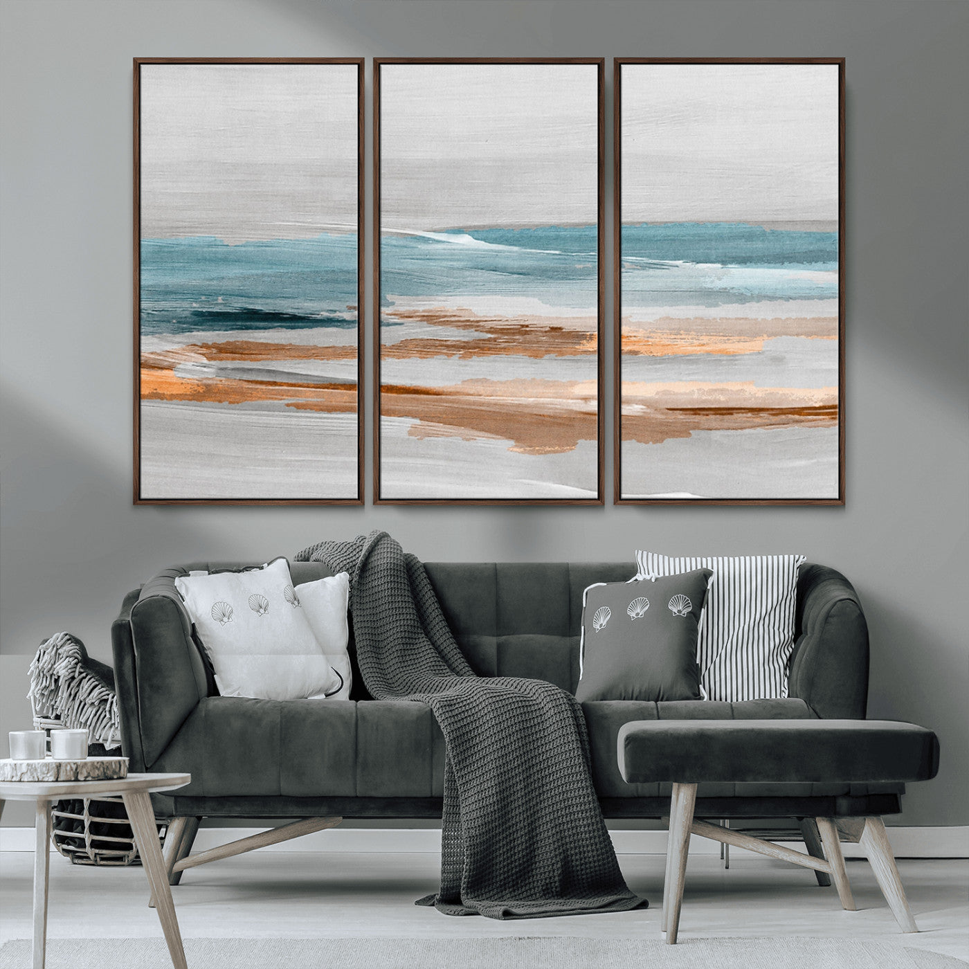 23430-MGV-CV-36X24-Abstract Coastal Wall Art – Modern Ocean Horizon Canvas Print, Minimalist Beach Scene Painting for Bedroom, Living Room, Office or