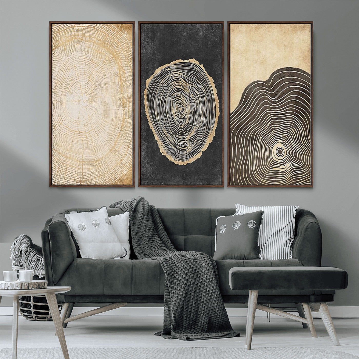 77785-MGV-CV-36X24-Tree Ring Abstract Wall Art – Rustic Wood Growth Pattern Canvas Prints, Modern Nature-Inspired Decor for Living Room or Office