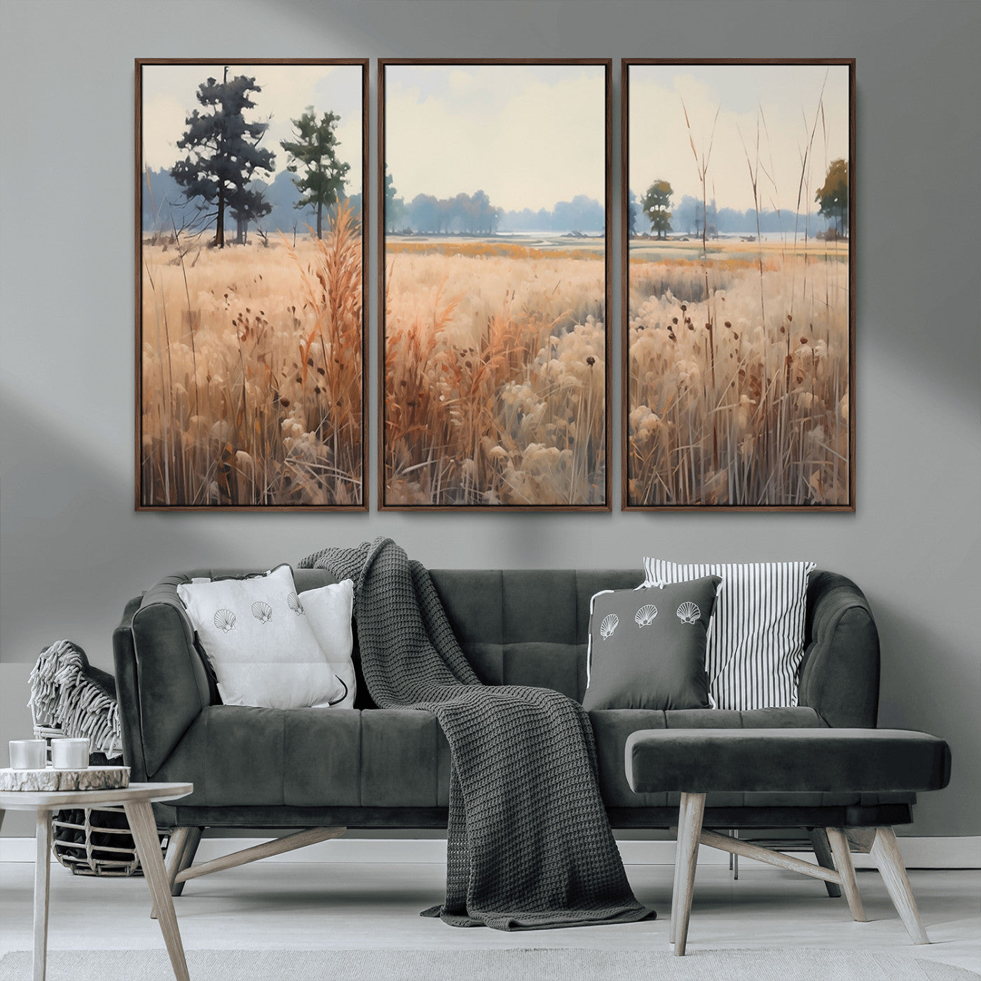 98822-MGV-CV-36X24-Autumn Meadow Wall Art – Tranquil Grassland Landscape Canvas Print, Rustic Country Decor for Living Room, Bedroom or Farmhouse