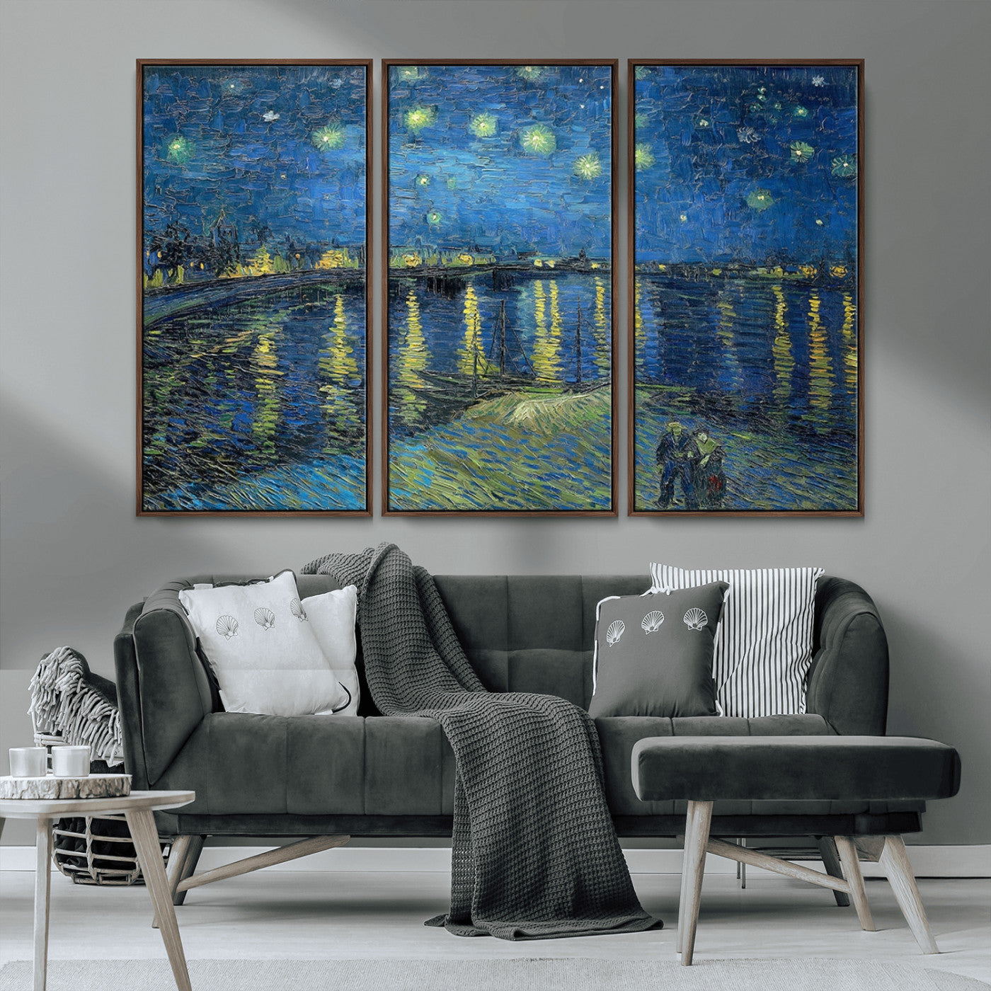 94605-MGV-CV-36X24-Starry Night Over the Rhone Wall Art – Vincent van Gogh Canvas Print, Famous Impressionist Painting for Living Room, Office