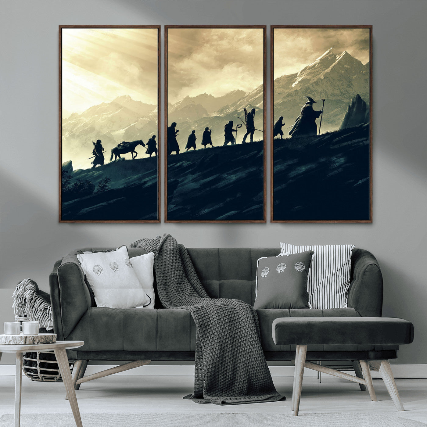 41574-MGV-CV-36X24-Fellowship Journey Wall Art – Epic Fantasy Adventure Canvas Print, Mountain Landscape Decor for Living Room, Office or Man Cave