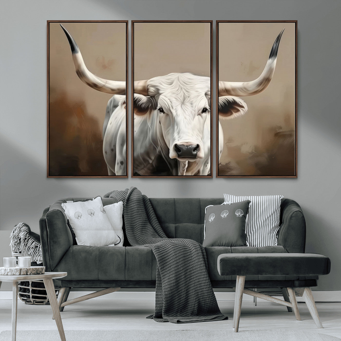 61423-MGV-CV-36X24-Longhorn Bull Wall Art – Rustic Western Texas Steer Canvas Print, Cowboy Farmhouse Decor for Living Room, Bedroom, Office or Ranch