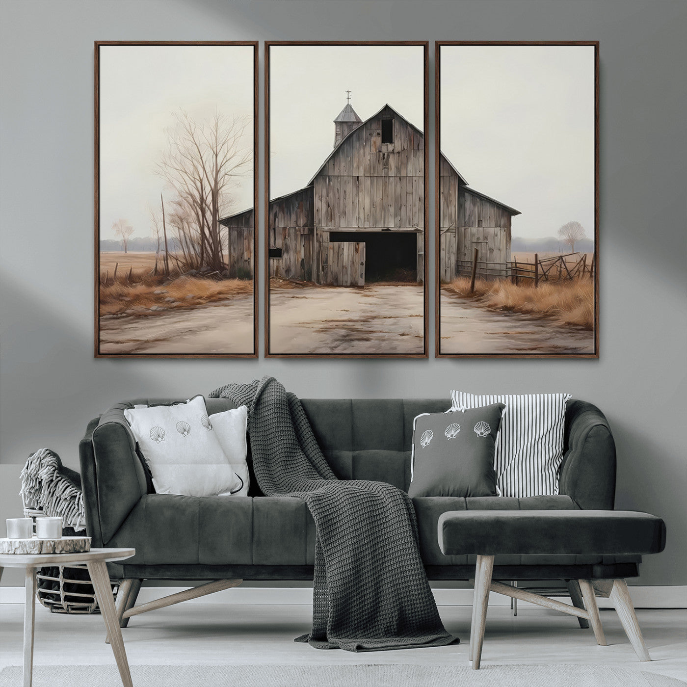 11602-MGV-CV-36X24-Old Barn Wall Art Canvas Print, Framed Rustic Barn Art Picture Print, Old Farmhouse Perfect Rustic Farmhouse Decor Artwork