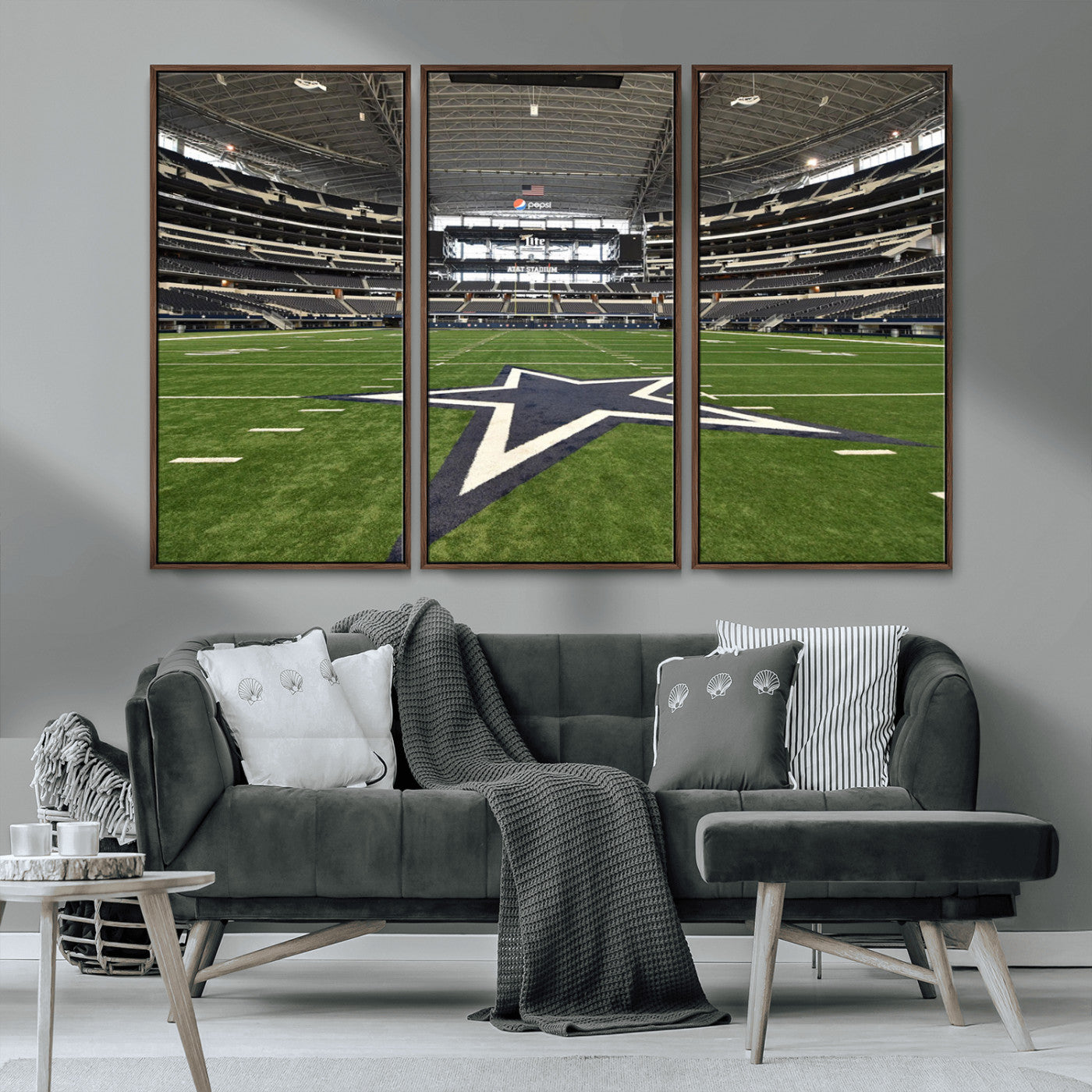 14834-MGV-CV-36X24-Dallas Att Stadium Wall Art Canvas Print, Framed Texas NFL Stadium Art Picture Print, American Football Stadium Perfect Sports
