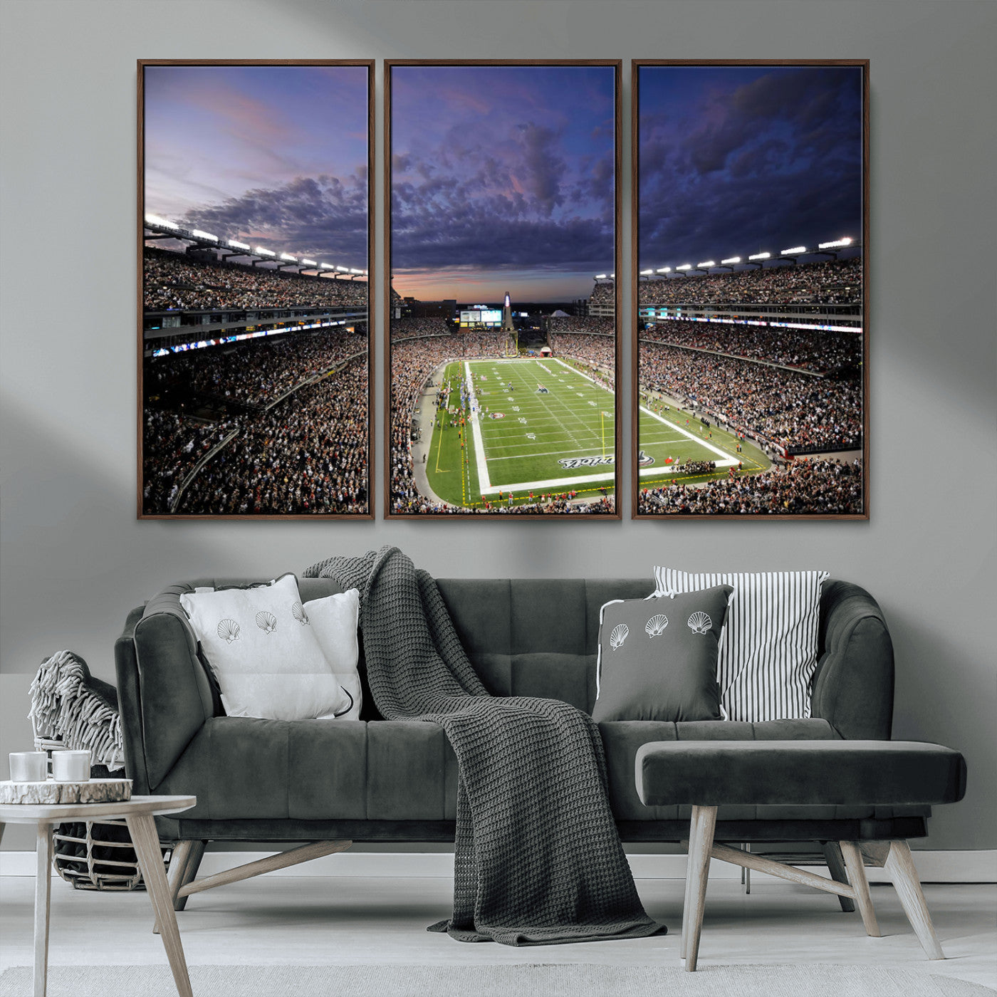 52712-MGV-CV-36X24-Gillette Stadium Field Wall Art Canvas Print, Framed Massachusetts Stadium Art Picture Print, Gillette Stadium Perfect Sport Room