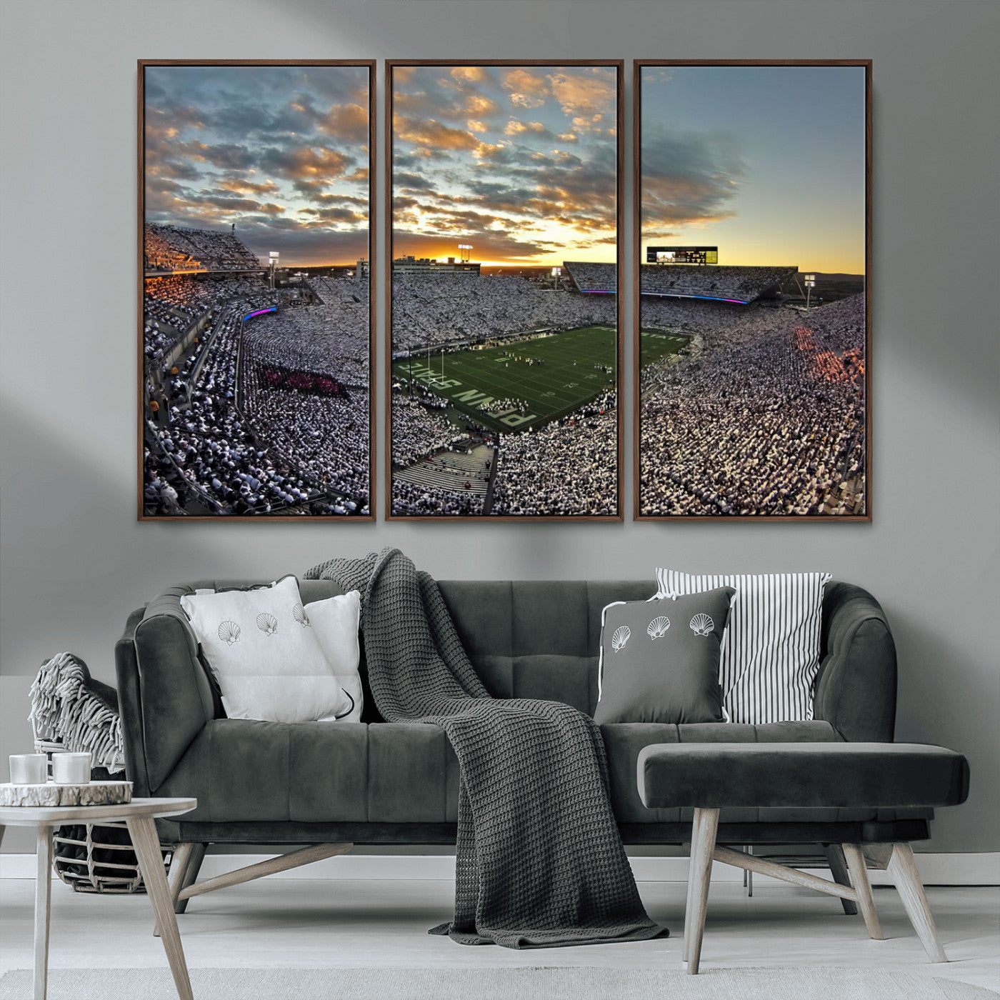 38807-MGV-CV-36X24-Beaver Stadium Wall Art Canvas Print, Framed Beaver Stadium Field Art Picture Print, Football Stadium Perfect Sport Room Decor