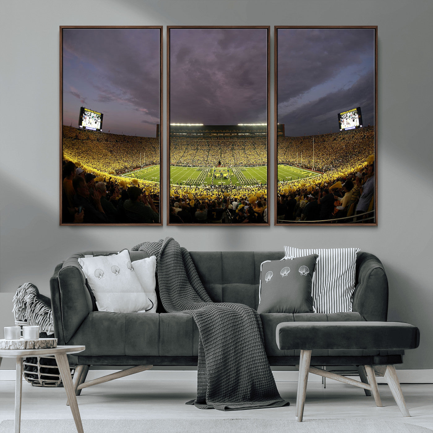 72404-MGV-CV-36X24-Michigan Wolverine Stadium Wall Art Canvas Print, Framed Michigan Stadium Art Picture Print, Football Stadium Perfect Sport Room