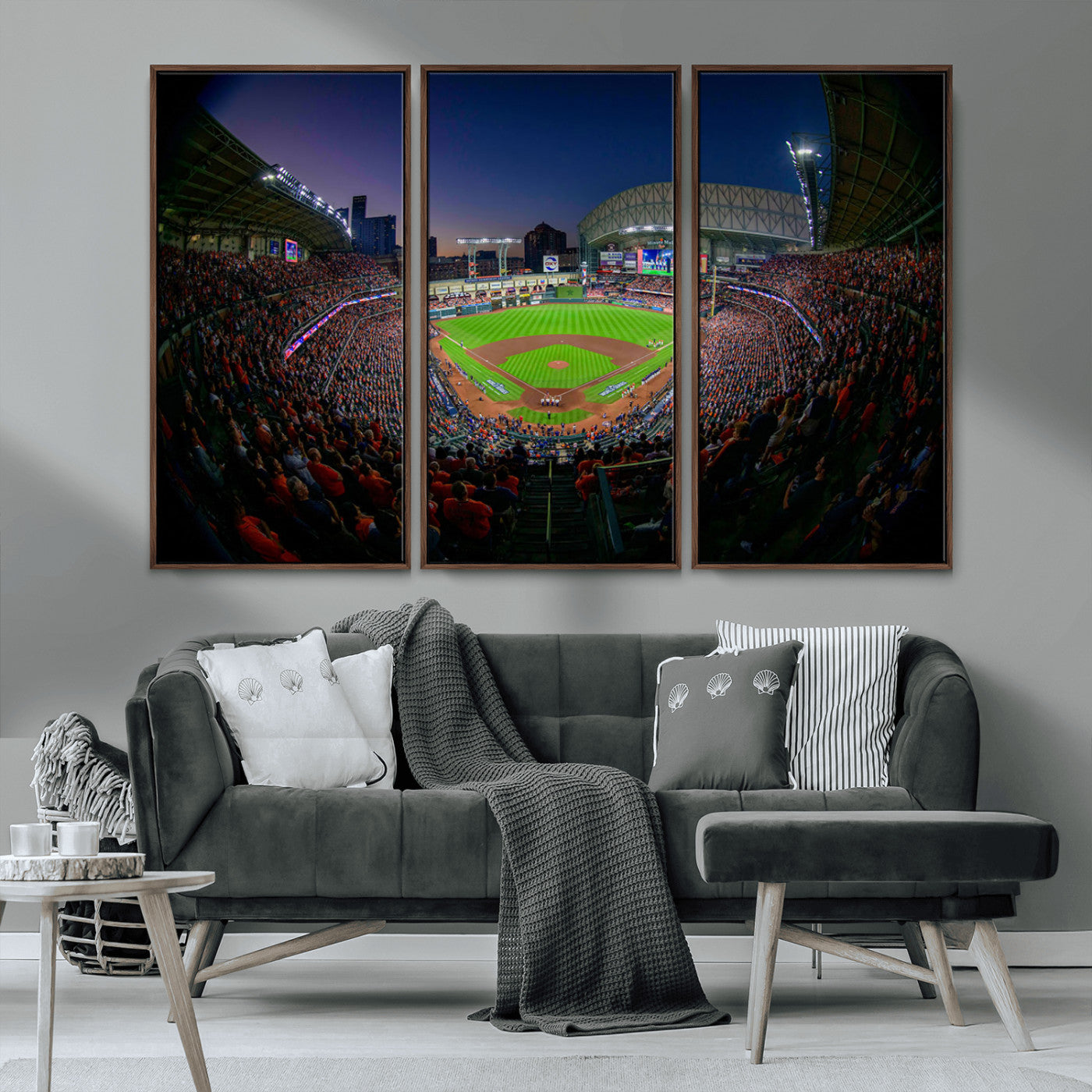 44322-MGV-CV-36X24-Minute Maid Park Wall Art Canvas Print, Framed Houston Astros Stadium Art Picture Print, Houston Astros Field Perfect Sports Room
