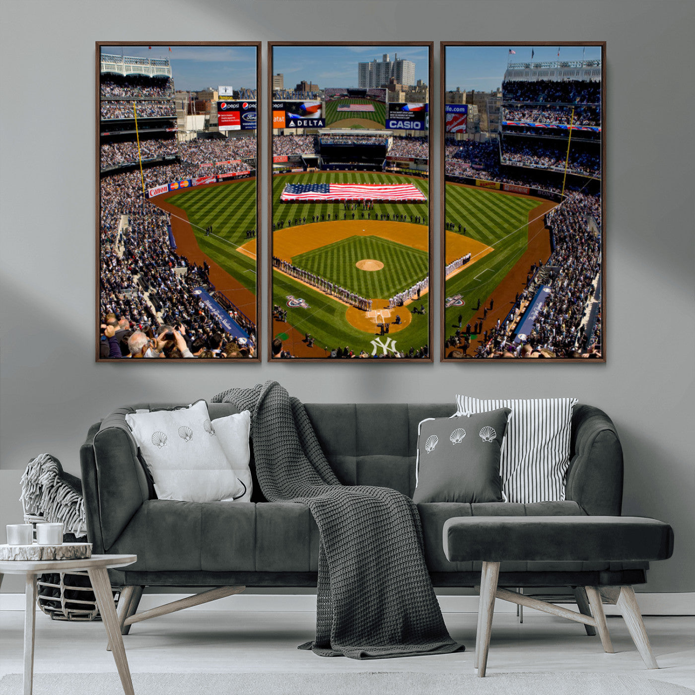 20879-MGV-CV-36X24-Yankee Stadium Wall Art Canvas Print, Framed New York Stadium Art Picture Print, Yankee Field Perfect Sport Room Decor Artwork
