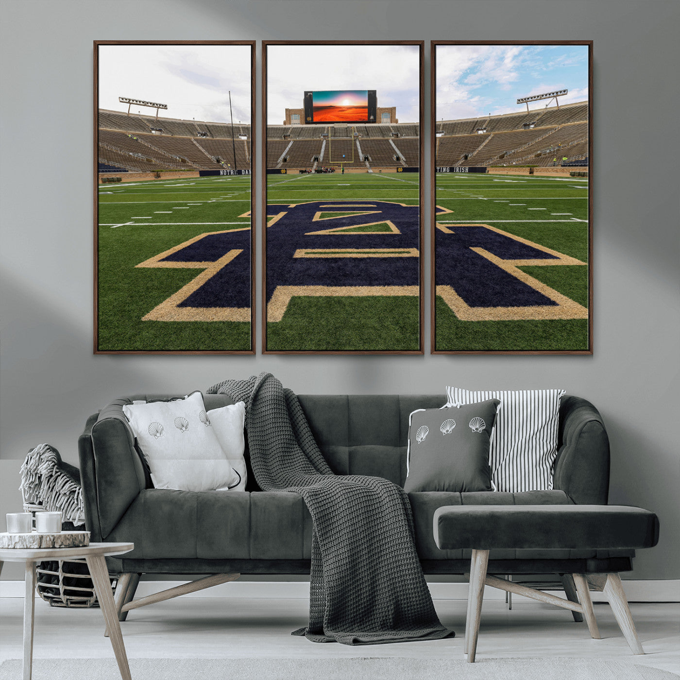 52835-MGV-CV-36X24-Notre Dame Stadium Wall Art Canvas Print, Framed Indiana Stadium Art Picture Print, Notre Dame Field Perfect Sport Room Decor