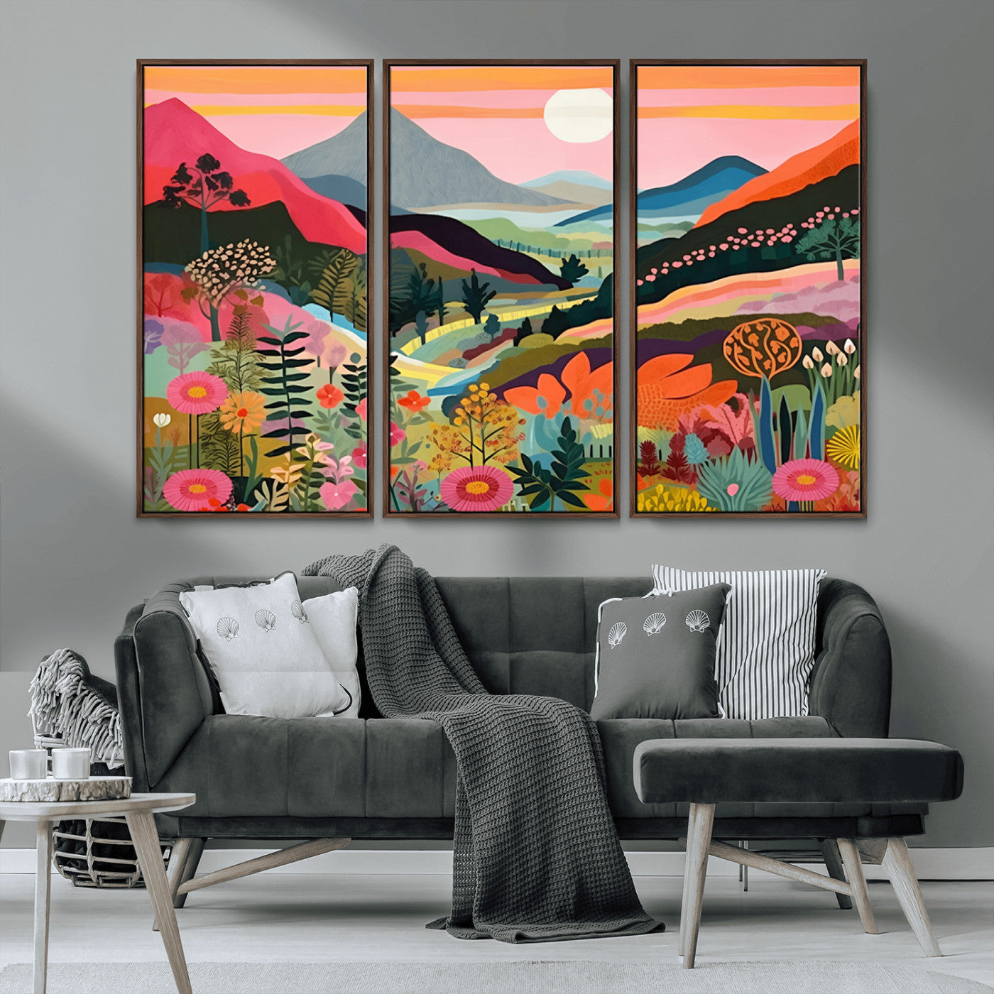 61376-MGV-CV-36X24-Floral Valley Wall Art – Panoramic Mountain Landscape Canvas Print, Vibrant Nature Decor for Living Room, Office, or Bedroom