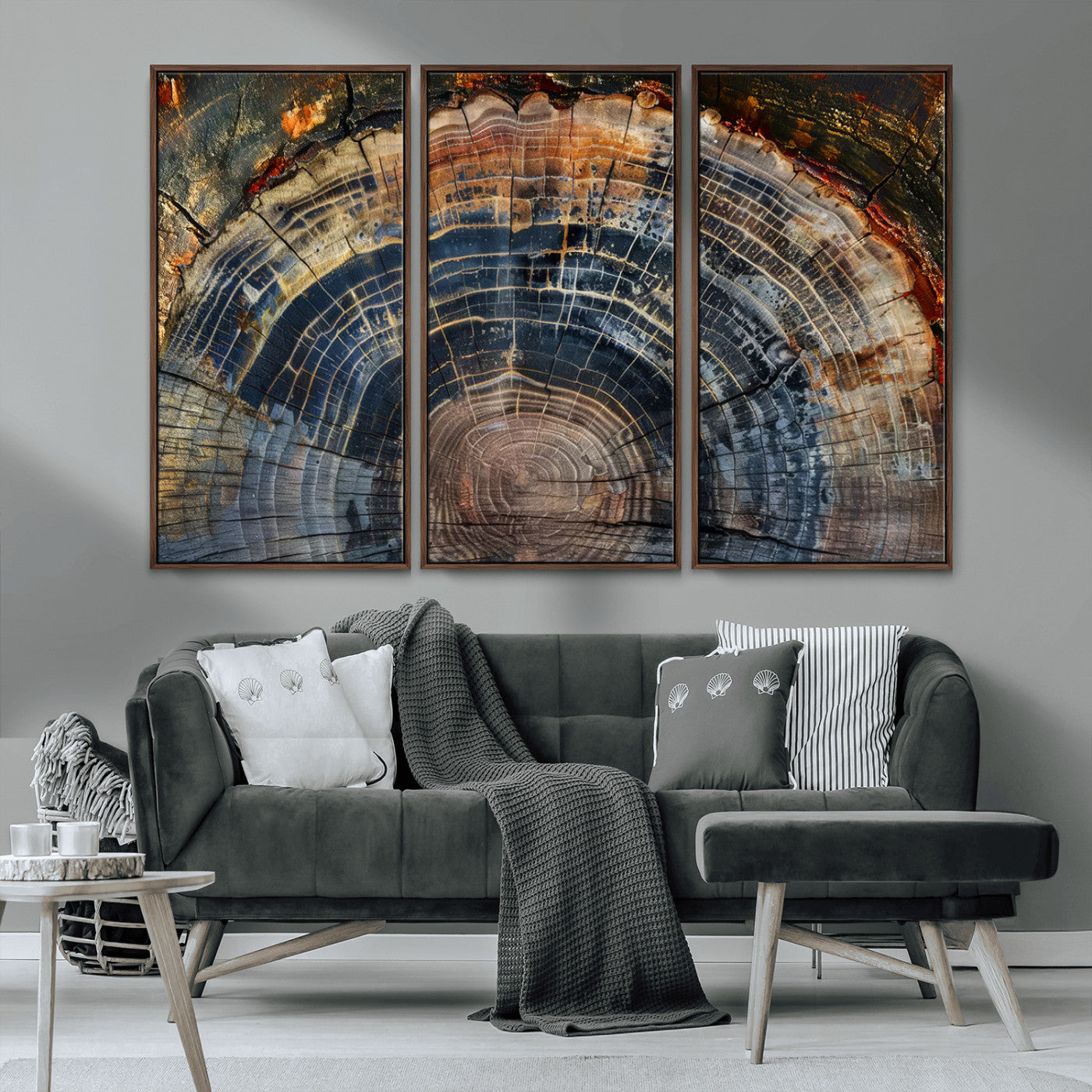 16193-MGV-CV-36X24-Tree Ring Wall Art – Abstract Wood Grain Canvas Print, Rustic Nature Texture Artwork Poster for Living Room, Bedroom, Office,