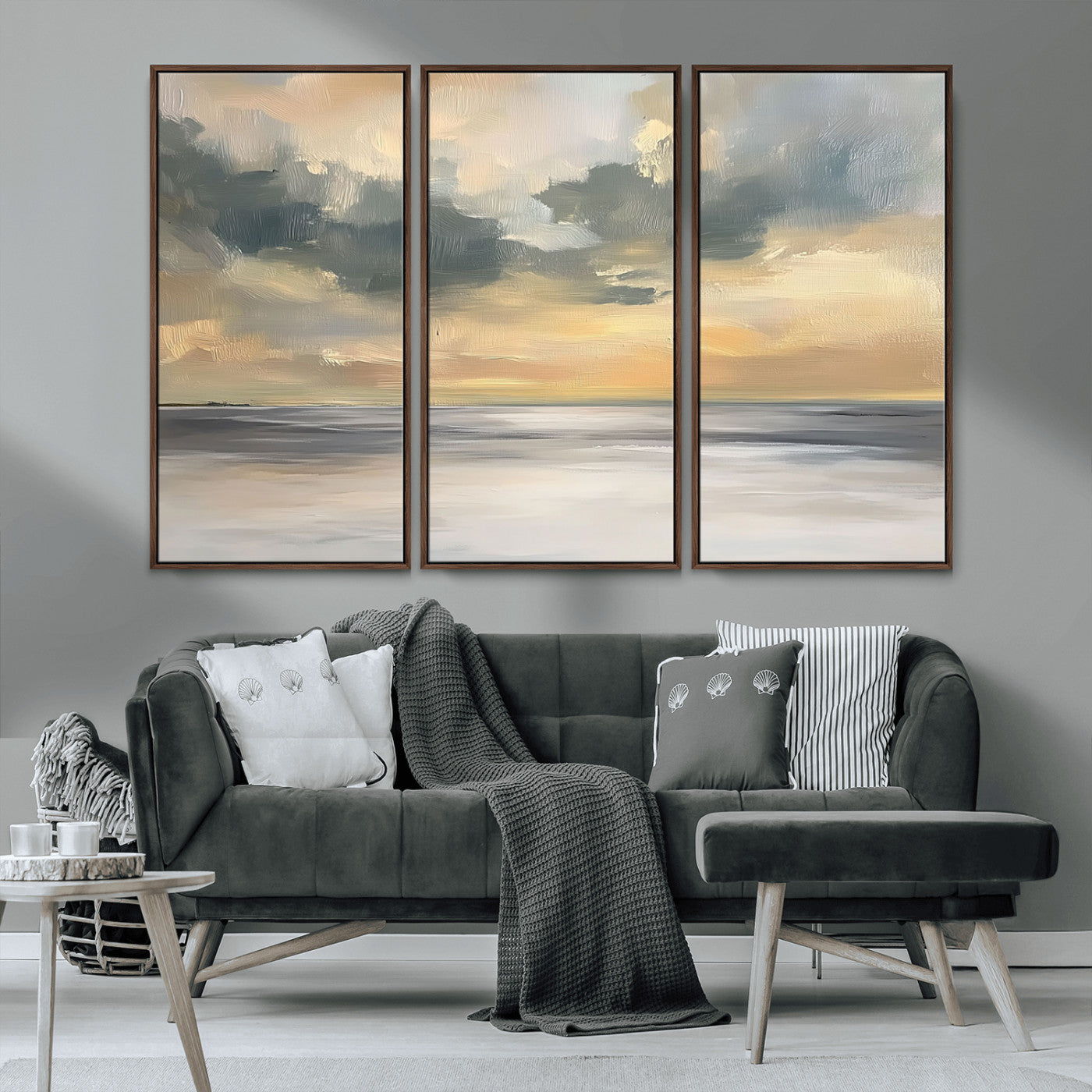 45544-MGV-CV-36X24-Ocean Sunset Wall Art – Serene Seascape Canvas Print with Golden Sky and Calm Water, Coastal Beach Artwork for Living Room,