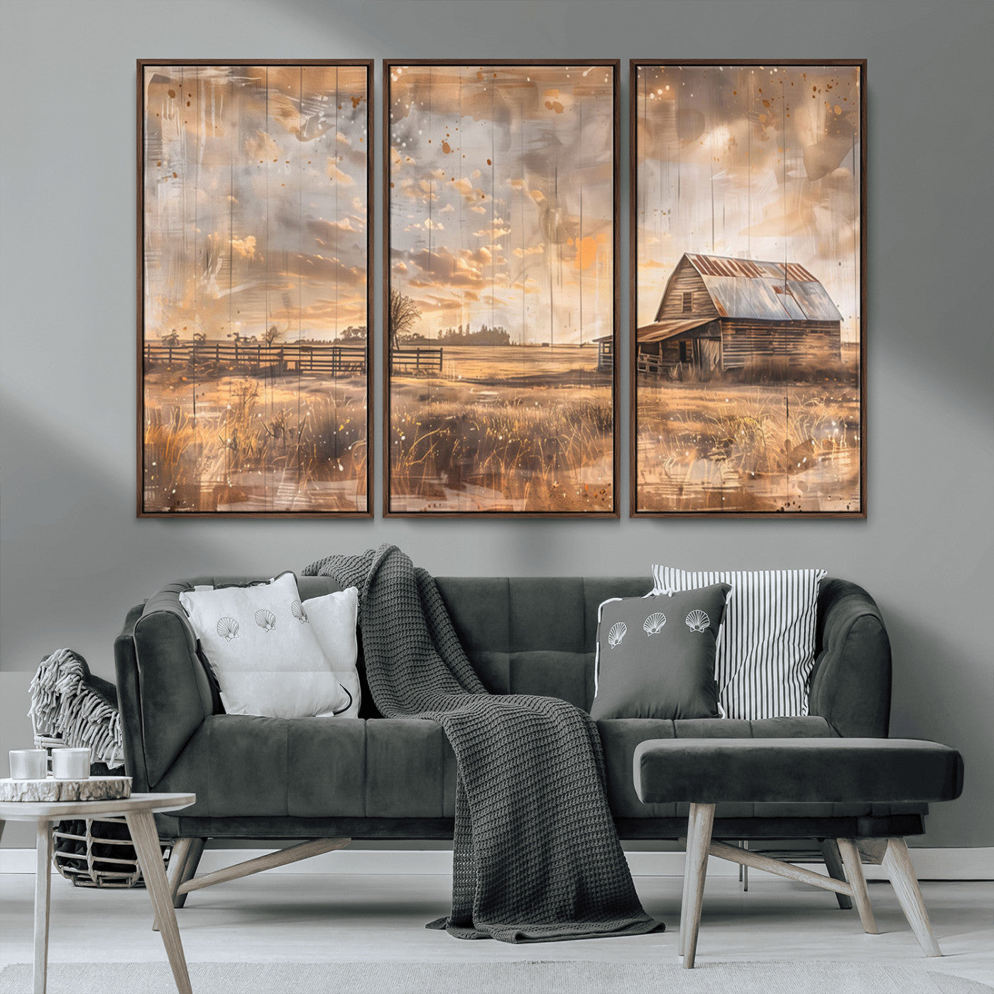 FARM2-MGV-CV-36X24-Rustic Farmhouse Wall Art Canvas Print, Framed Old Barn Art Picture Print, Southwestern Farmhouse Perfect Rustic Decor Artwork