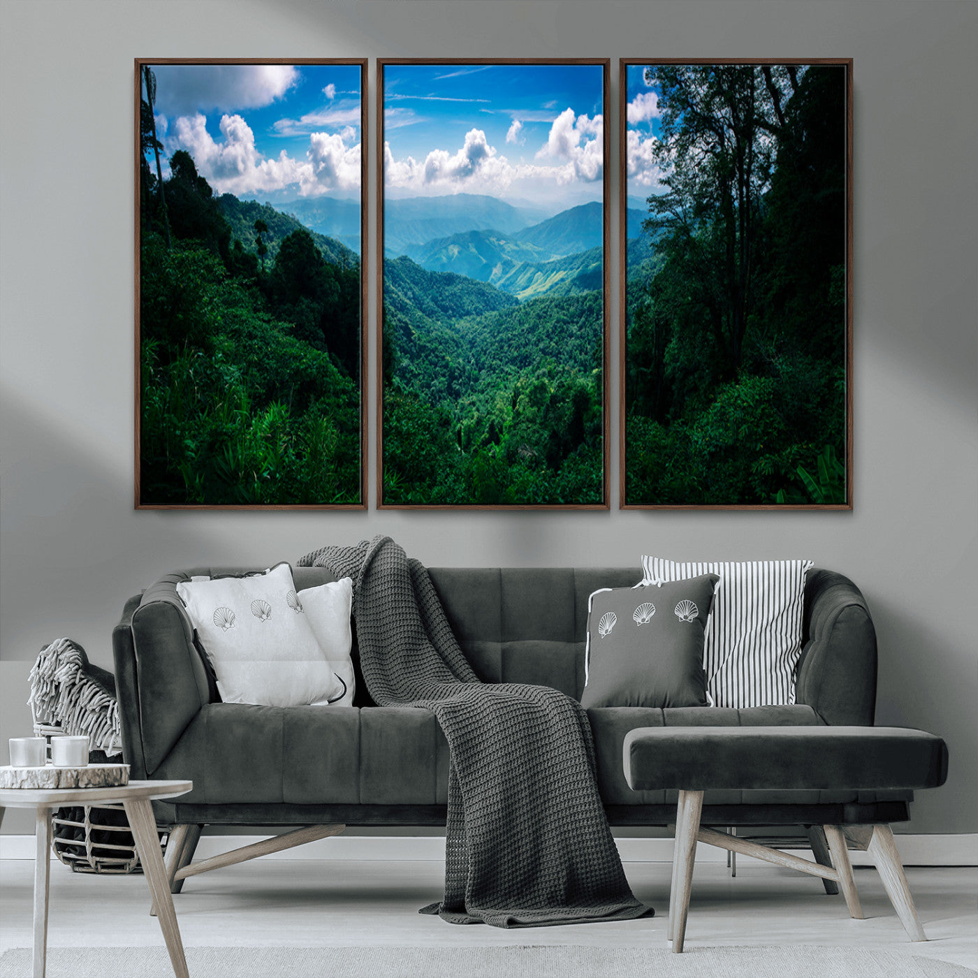 74439378-MGV-CV-36X24-Tropical Jungle Wall Art Canvas Print, Framed Lush Valley Art Picture Print, Forest Mountains Perfect Tropical Wilderness Decor