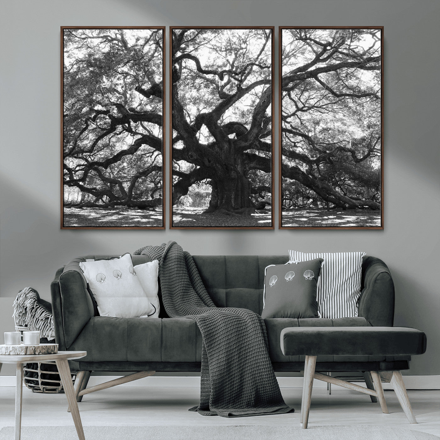 81655611-MGV-CV-36X24-Ancient Oak Wall Art Canvas Print, Framed Twisted Branches Art Picture Print, Gnarled Tree Perfect Moody Nature Decor Artwork