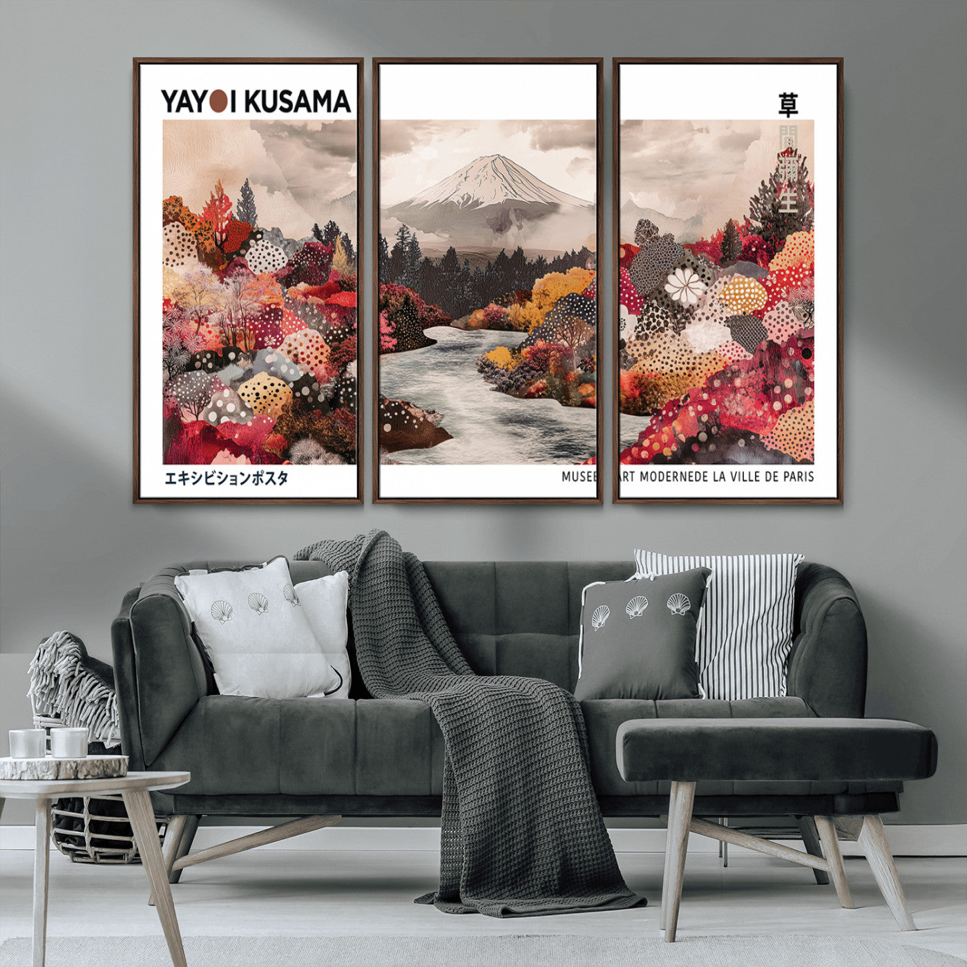32352074-MGV-CV-36X24-Japanese Landscape Wall Art – Mount Fuji River Canvas Print, Modern Asian Inspired Nature Decor for Living Room, Bedroom, Office