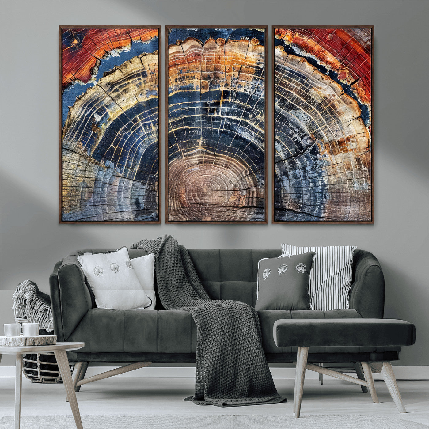 38987581-MGV-CV-36X24-Tree Ring Art Wall Art Canvas Print, Framed Rustic Wall Decor Art Picture Print, Nature Grain Print Perfect Modern Rustic Decor