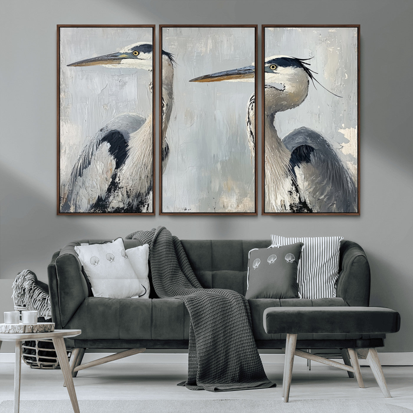 19427826-MGV-CV-36X24-Bird Canvas Decor Wall Art Canvas Print, Framed Coastal Bird Pair Art Picture Print, Minimalist Wildlife Wall Perfect Coastal