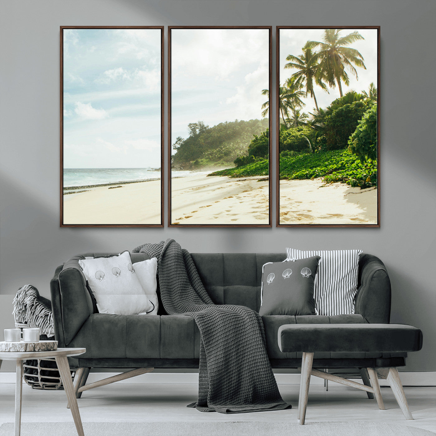42984524-MGV-CV-36X24-Relaxing Beach Wall Art Canvas Print, Framed Ocean View Art Picture Print, Coastal Serenity Perfect Tropical Coastal Decor Artwork