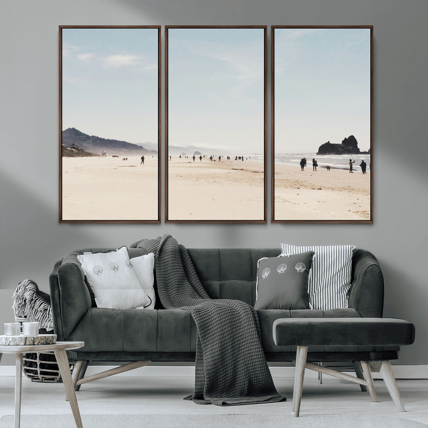 28307820-MGV-CV-36X24-Minimalist Beach Wall Art Canvas Print, Framed Coastal Serenity Art Picture Print, Soft Sand Perfect Modern Coastal Decor Artwork