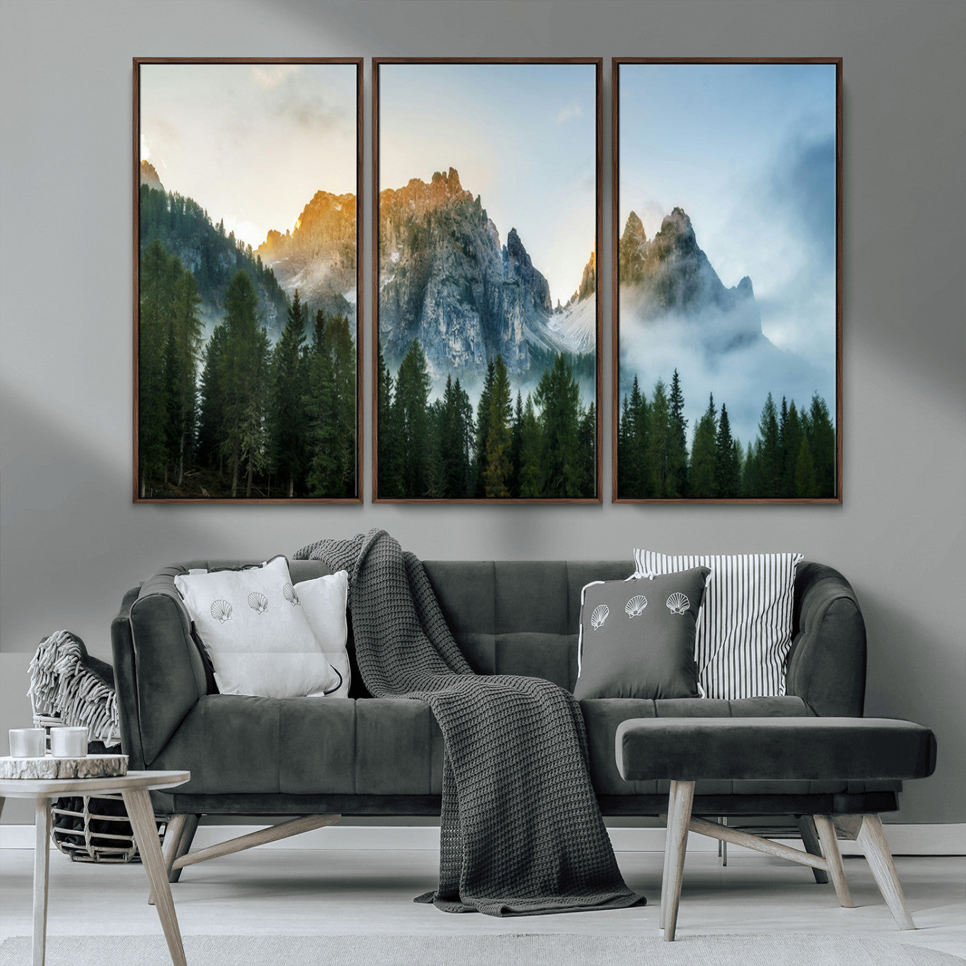 21145440-MGV-CV-36X24-Wilderness Wall Art Wall Art Canvas Print, Framed Nature Landscape Decor Art Picture Print, Misty Forest Photography Perfect