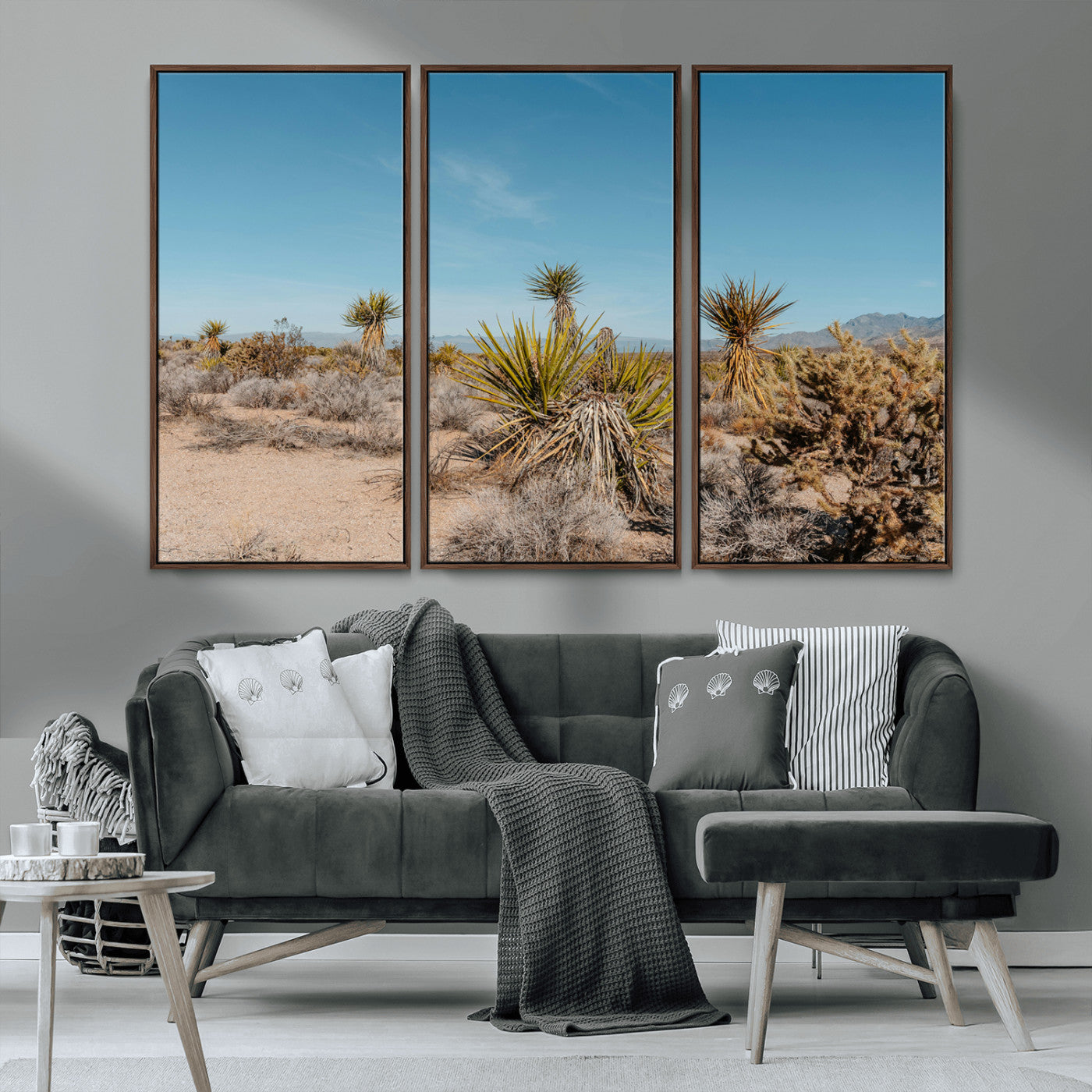 35156165-MGV-CV-36X24-Joshua Tree Wall Art Canvas Print, Framed Desert Landscape Art Picture Print, Warm Earth Tones Perfect Southwestern Minimalist